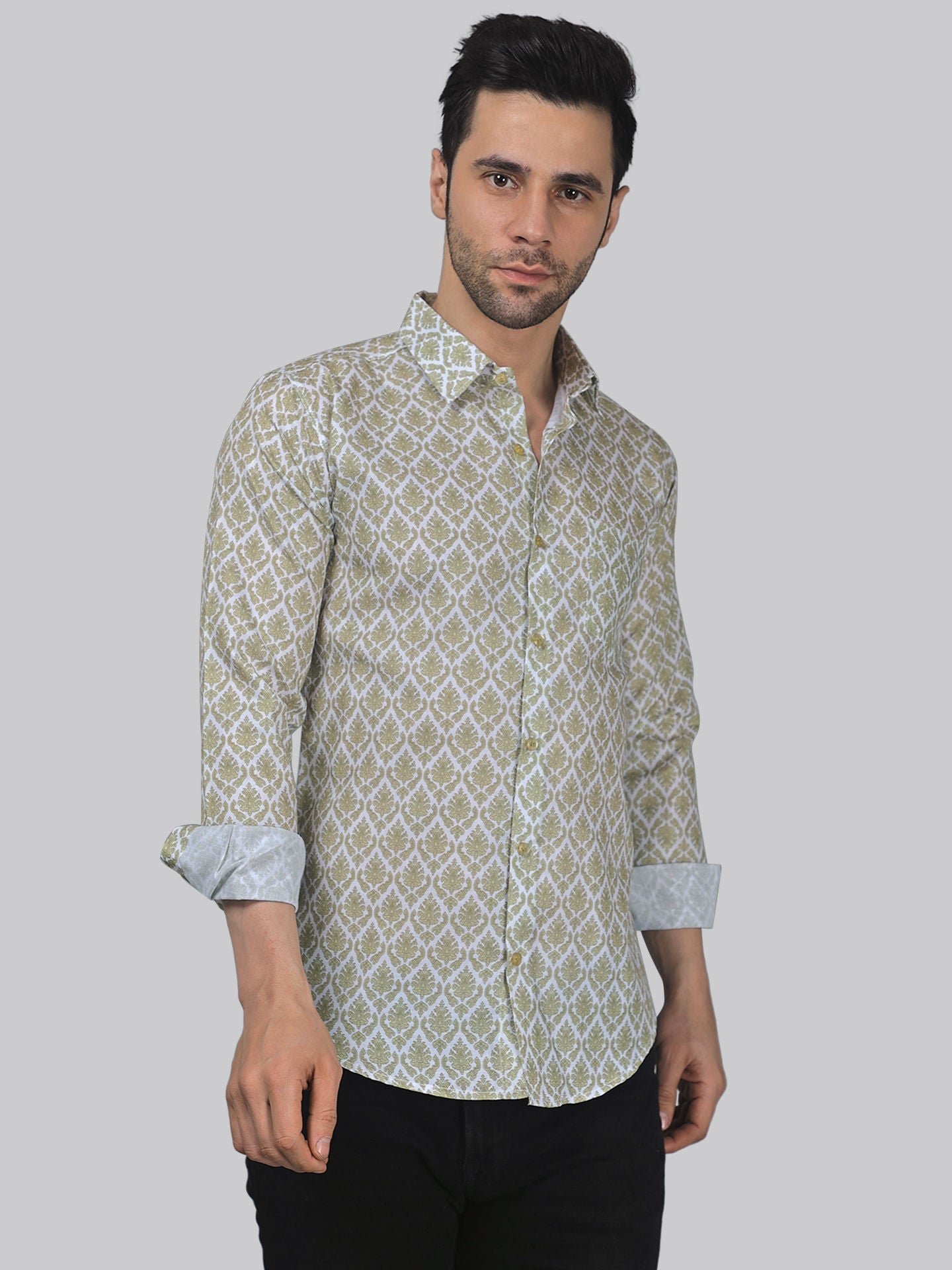 Classic-contemporary Men's Printed Full Sleeve Casual Linen Shirt - TryBuy® USA🇺🇸