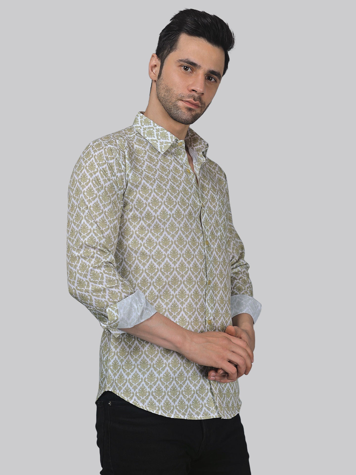 Classic-contemporary Men's Printed Full Sleeve Casual Linen Shirt - TryBuy® USA🇺🇸