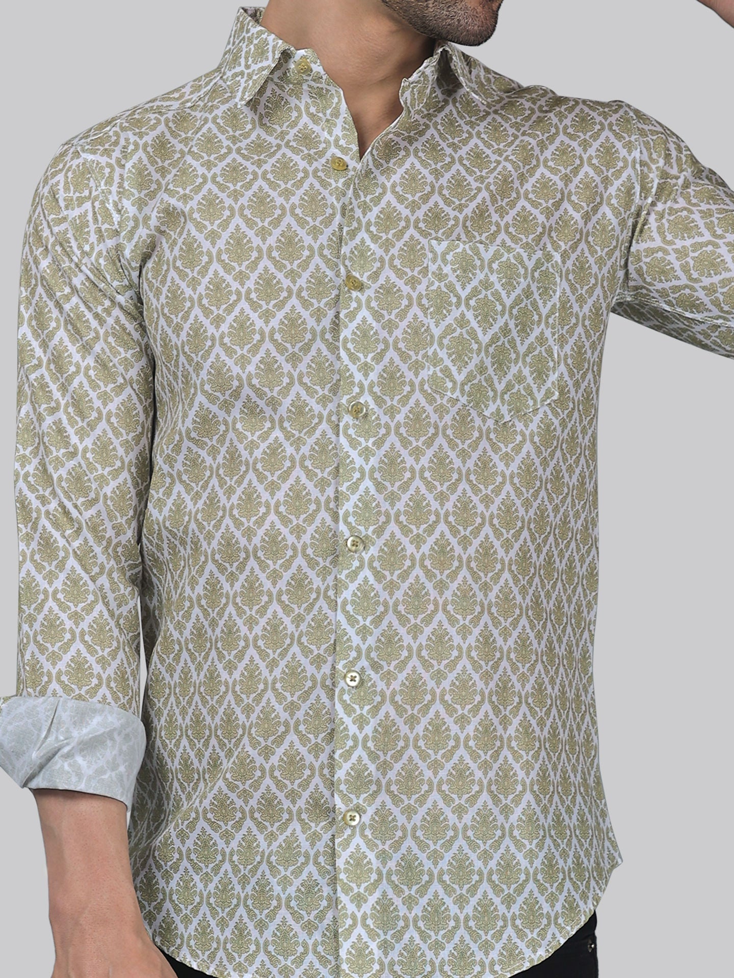 Classic-contemporary Men's Printed Full Sleeve Casual Linen Shirt - TryBuy® USA🇺🇸