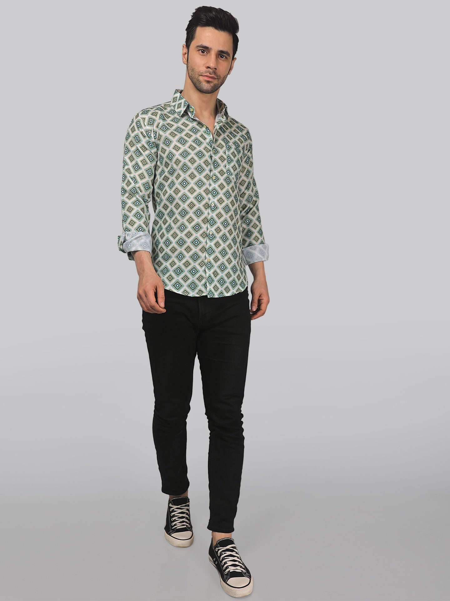 Delicate Men's Printed Full Sleeve Casual Linen Shirt - TryBuy® USA🇺🇸