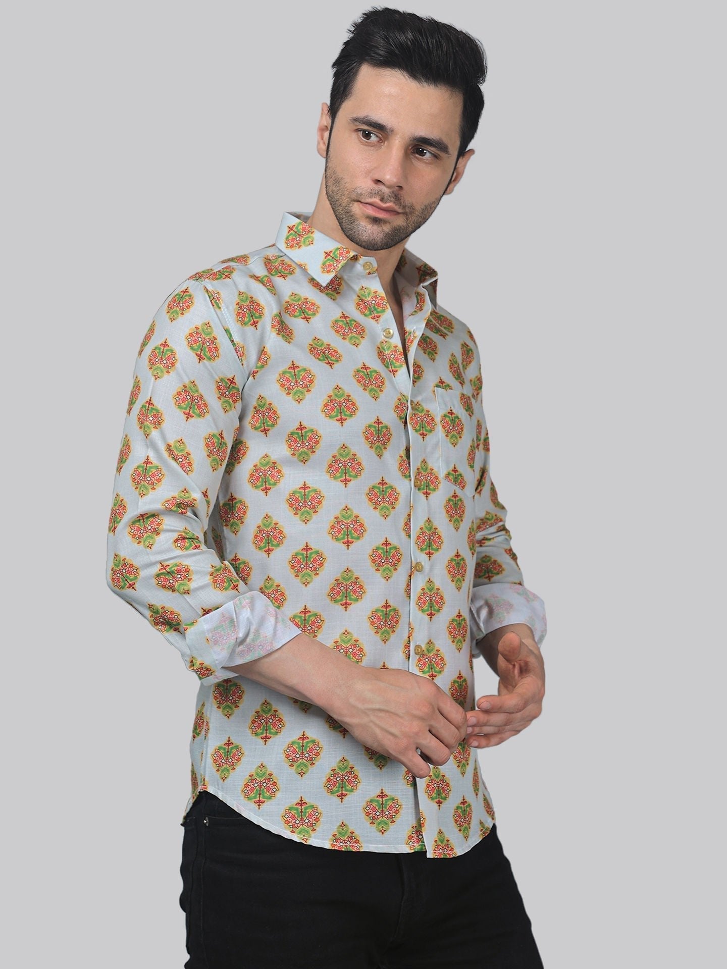 Eclectic Men's Printed Full Sleeve Casual Linen Shirt - TryBuy® USA🇺🇸