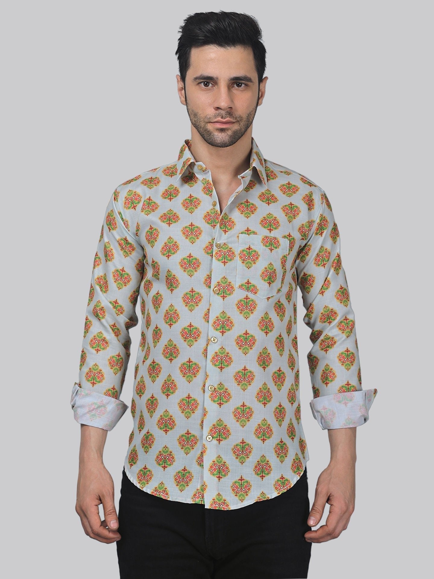 Eclectic Men's Printed Full Sleeve Casual Linen Shirt - TryBuy® USA🇺🇸