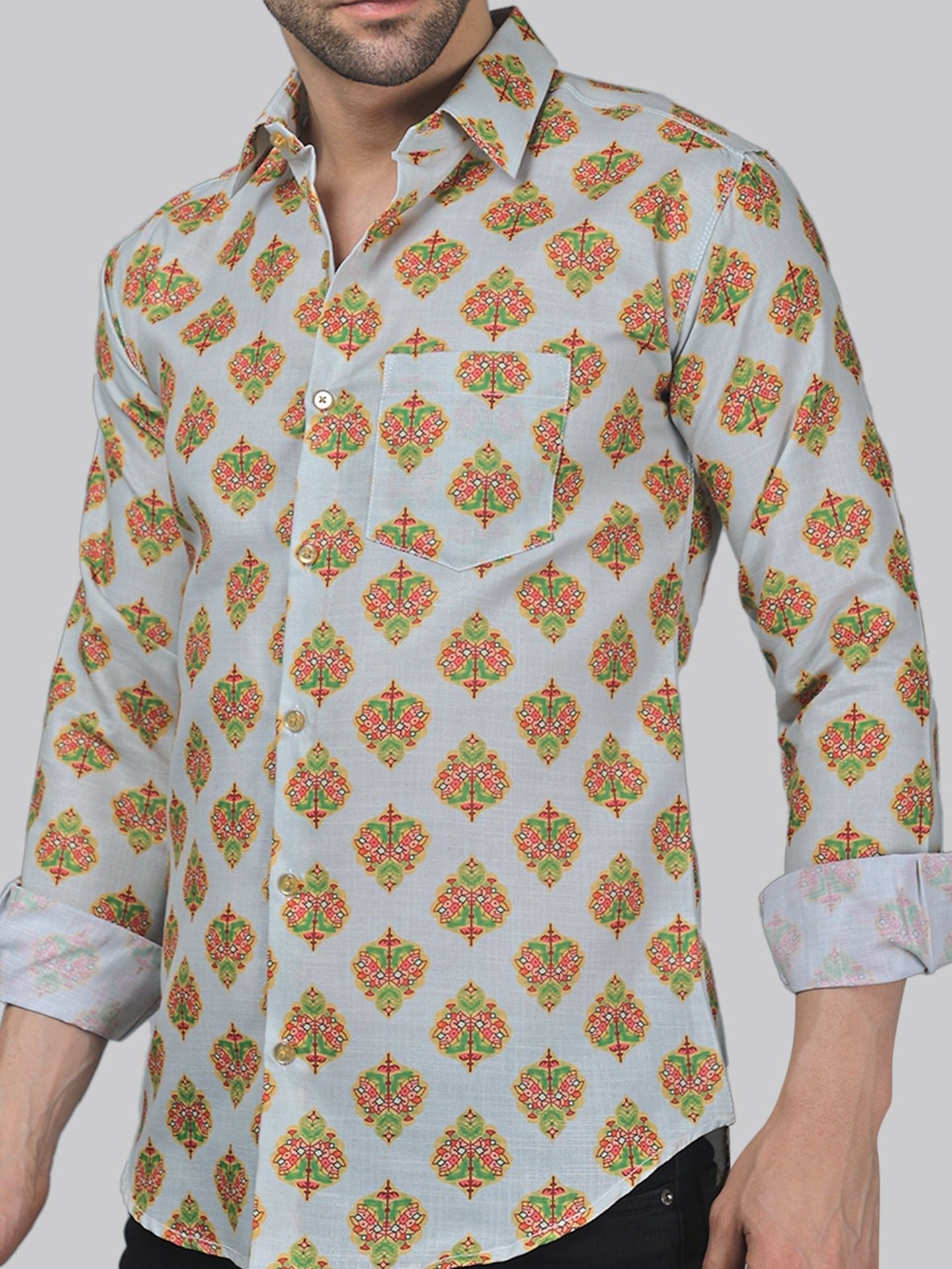 Eclectic Men's Printed Full Sleeve Casual Linen Shirt - TryBuy® USA🇺🇸