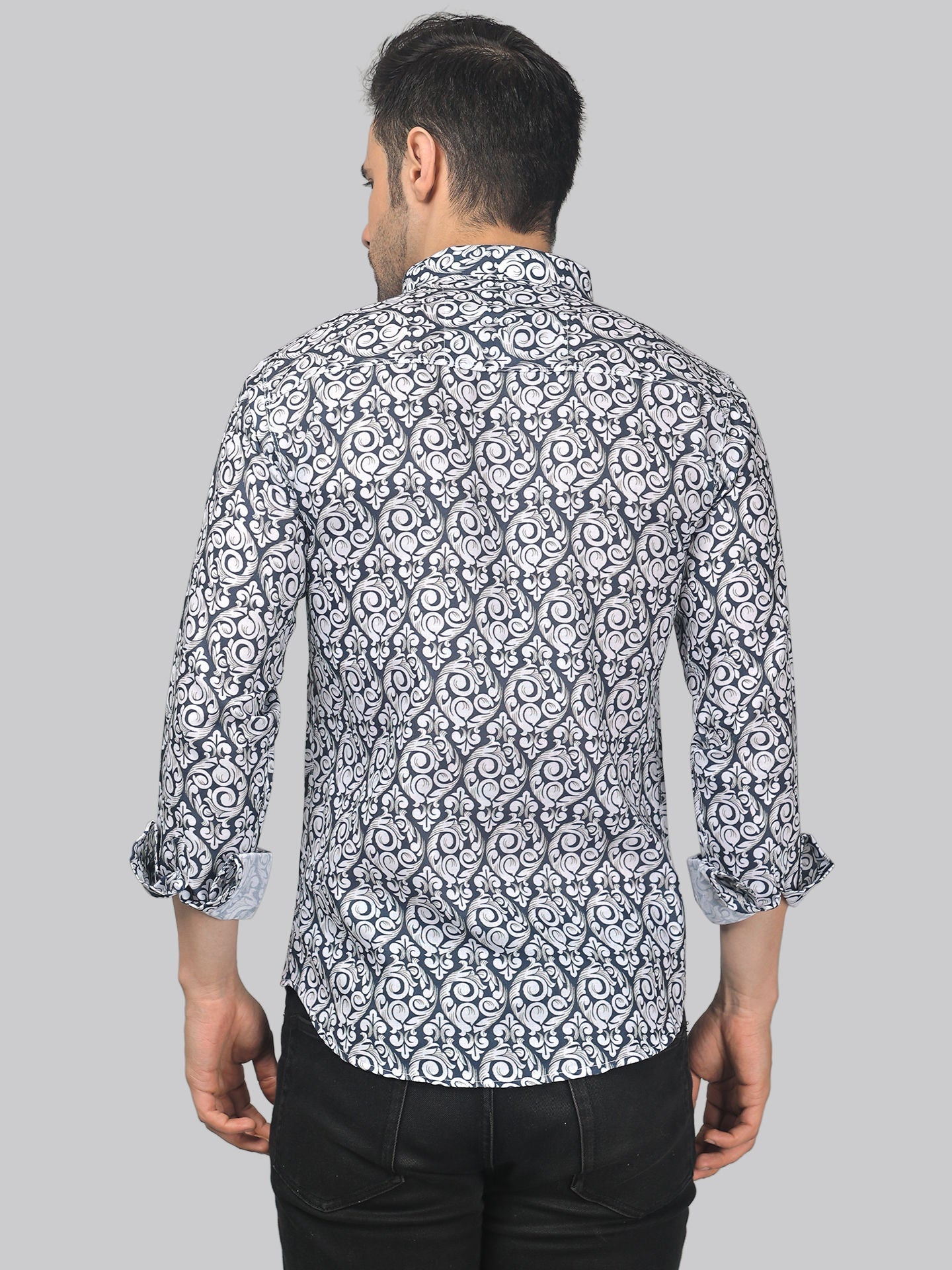 Edgy-glam Men's Printed Full Sleeve Casual Linen Shirt - TryBuy® USA🇺🇸