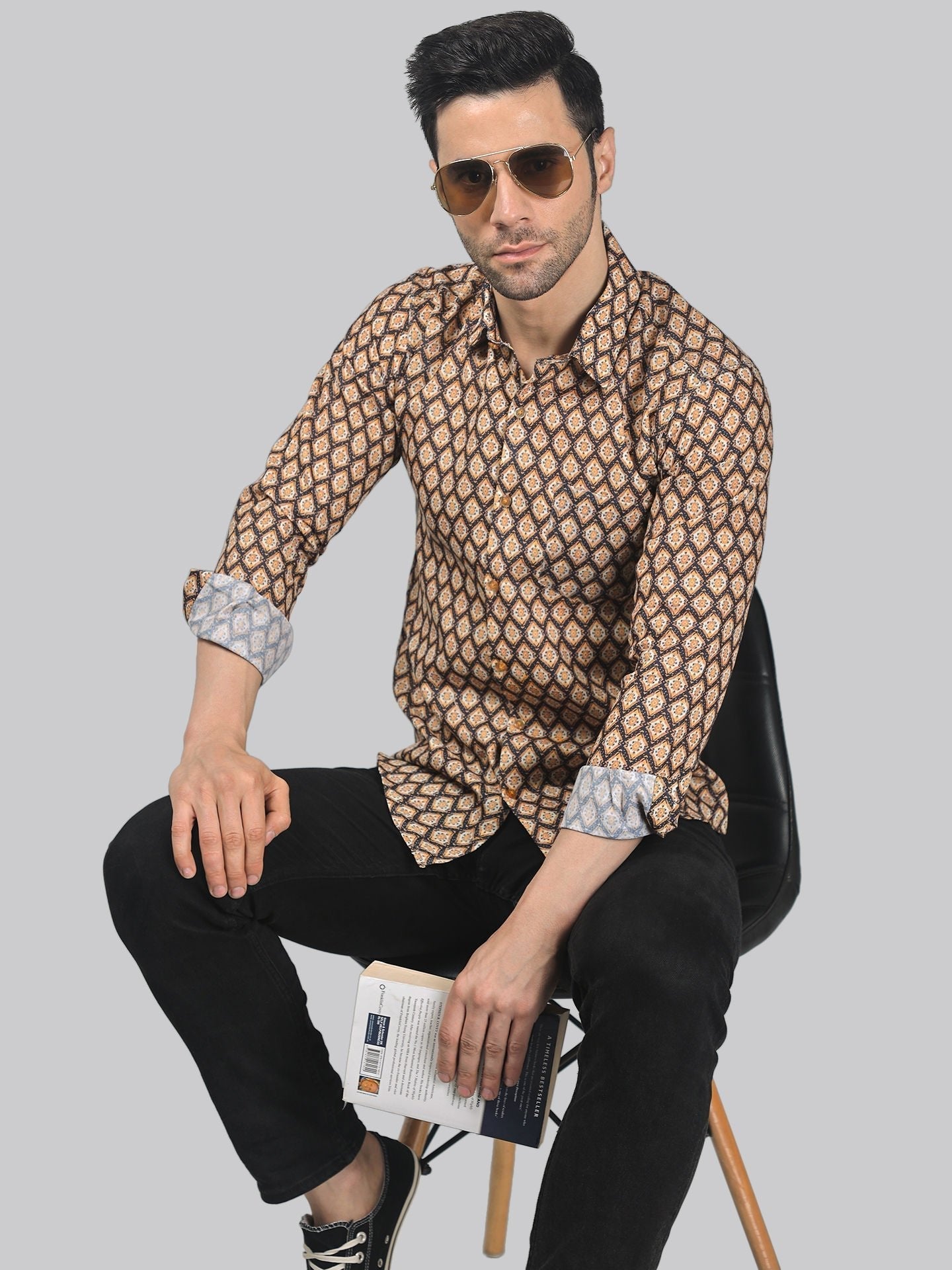 Edgy-romantic Men's Printed Full Sleeve Casual Linen Shirt - TryBuy® USA🇺🇸