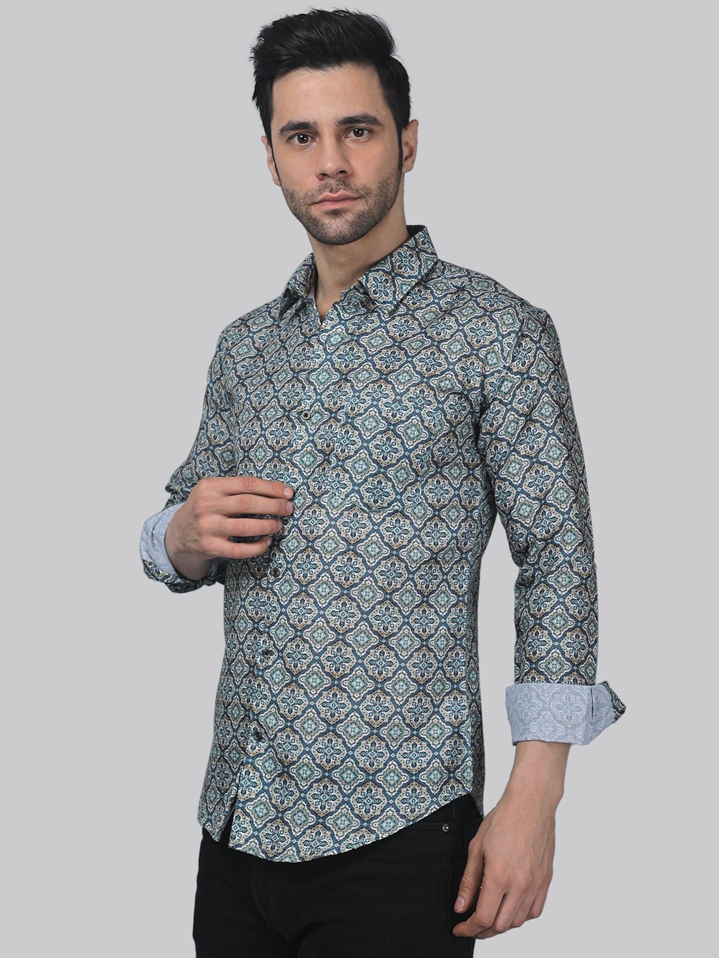 Exotic-glam Men's Printed Full Sleeve Casual Linen Shirt - TryBuy® USA🇺🇸