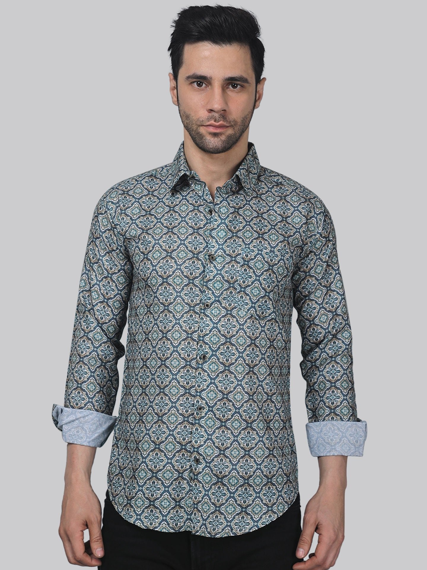 Exotic-glam Men's Printed Full Sleeve Casual Linen Shirt - TryBuy® USA🇺🇸