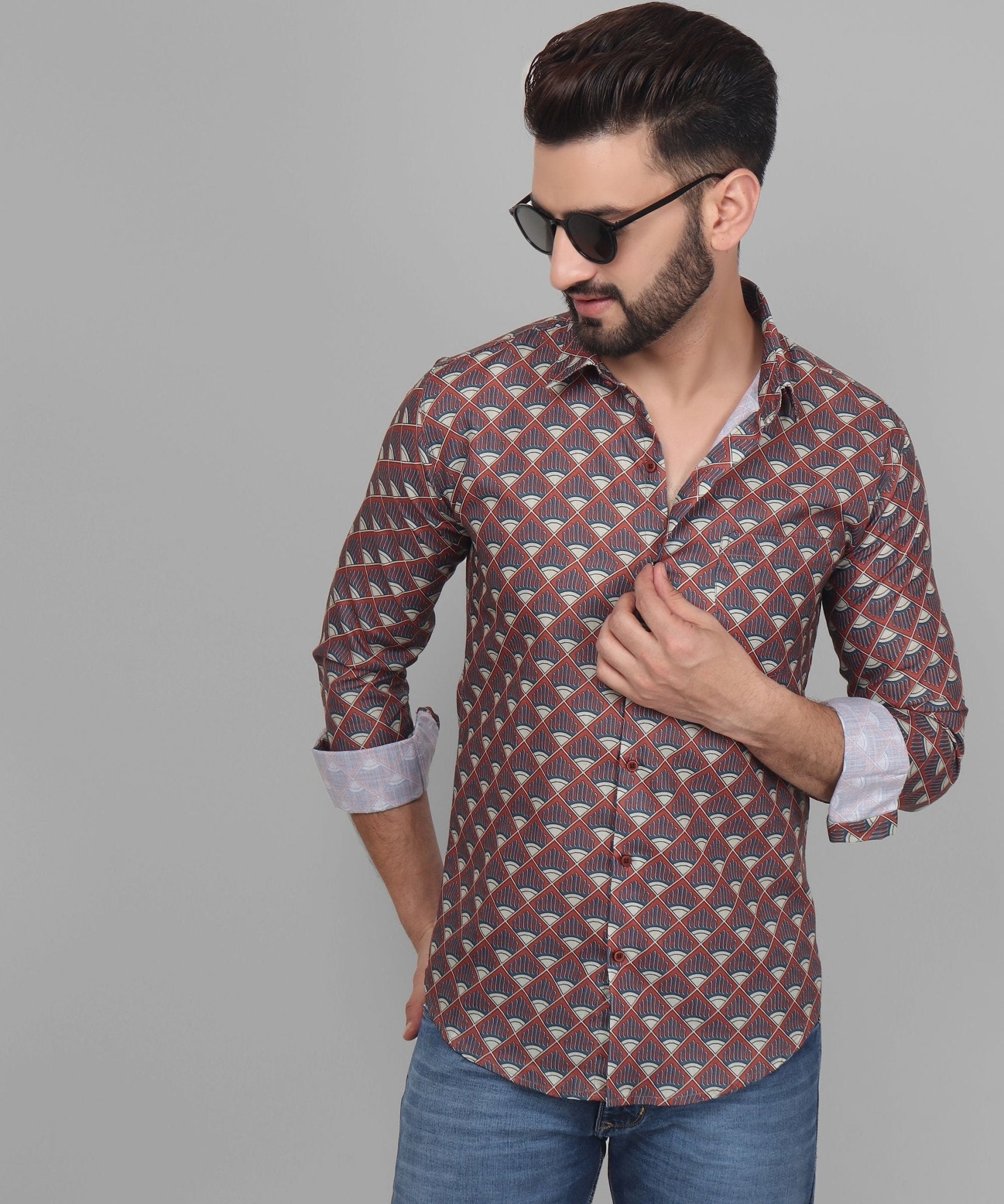 Flamboyant Men's Printed Full Sleeve Casual Linen Shirt - TryBuy® USA🇺🇸