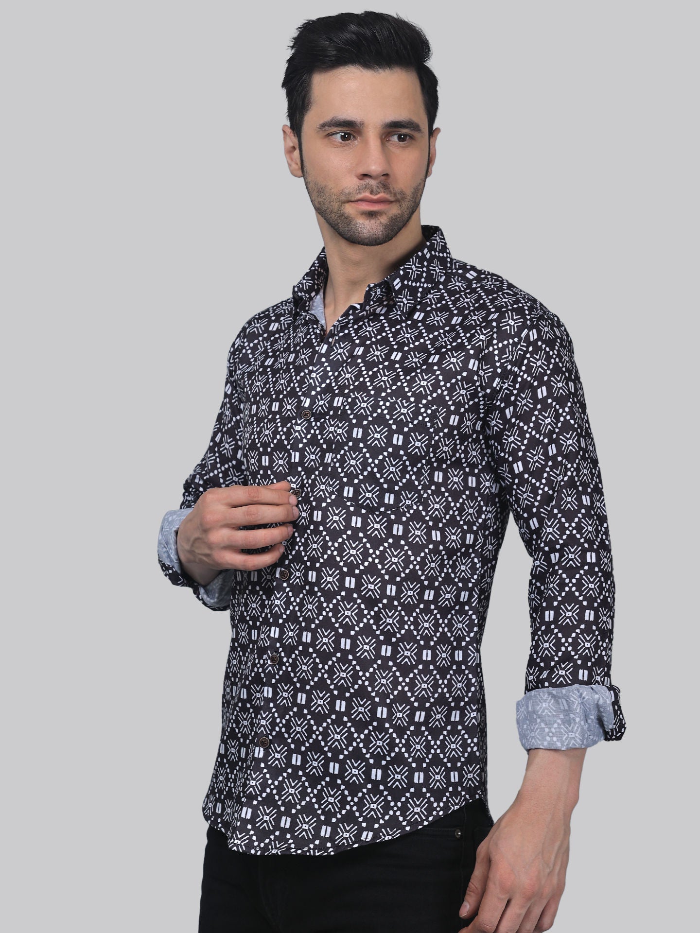 Floral Frenzy Men's Printed Full Sleeve Casual Linen Shirt - TryBuy® USA🇺🇸