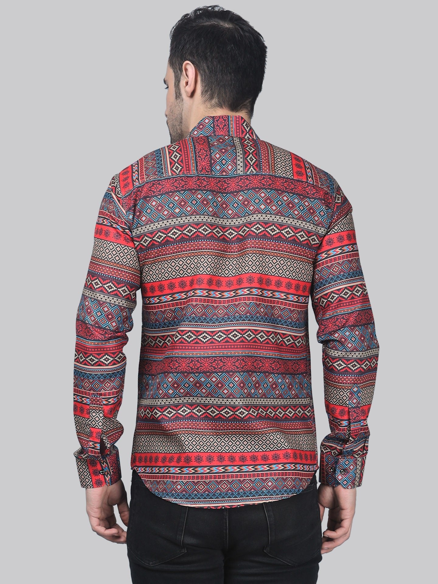 Futuristic Men's Printed Full Sleeve Casual Linen Shirt - TryBuy® USA🇺🇸