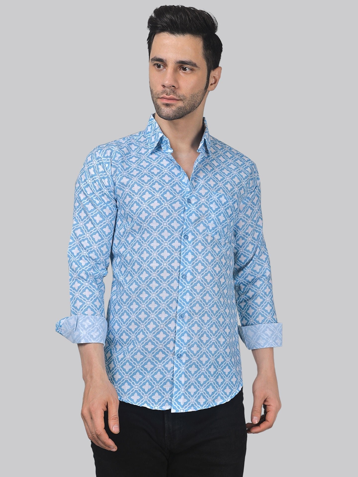 Glam-urban Men's Printed Full Sleeve Casual Linen Shirt - TryBuy® USA🇺🇸