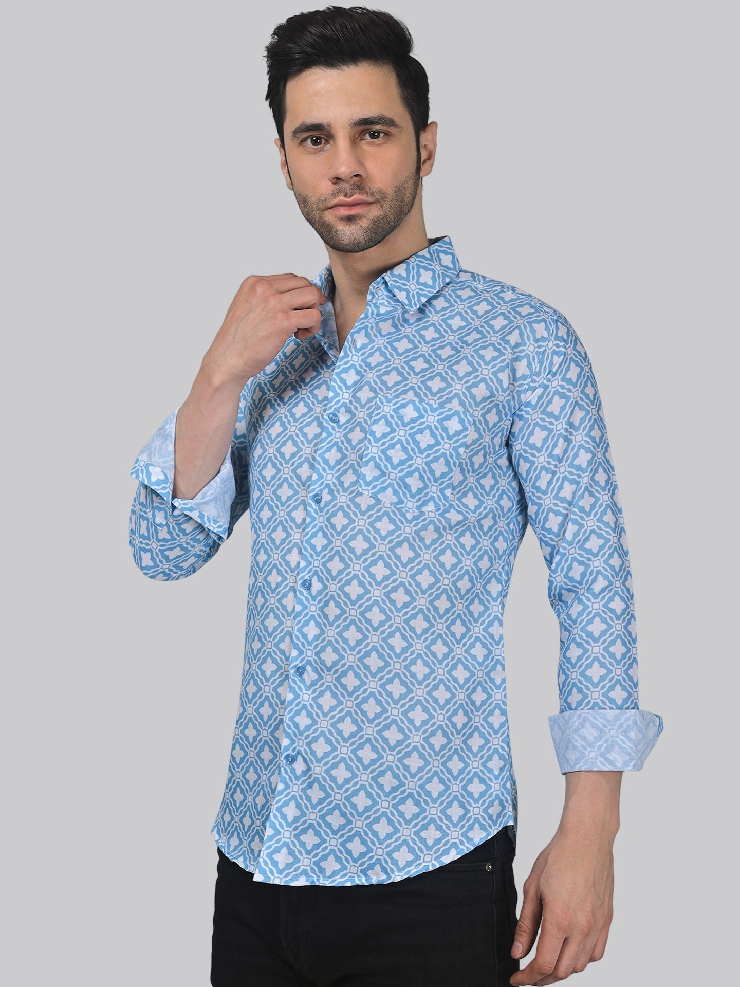 Glam-urban Men's Printed Full Sleeve Casual Linen Shirt - TryBuy® USA🇺🇸