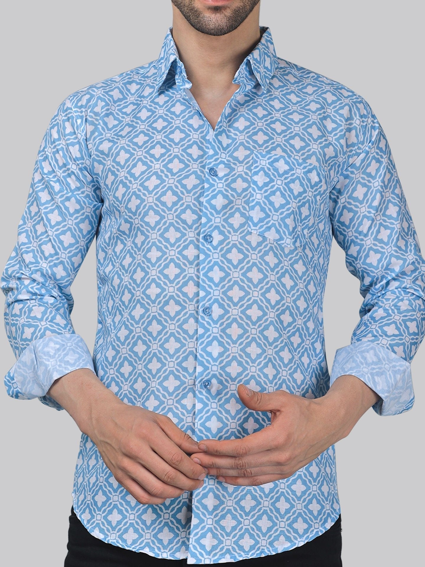 Glam-urban Men's Printed Full Sleeve Casual Linen Shirt - TryBuy® USA🇺🇸