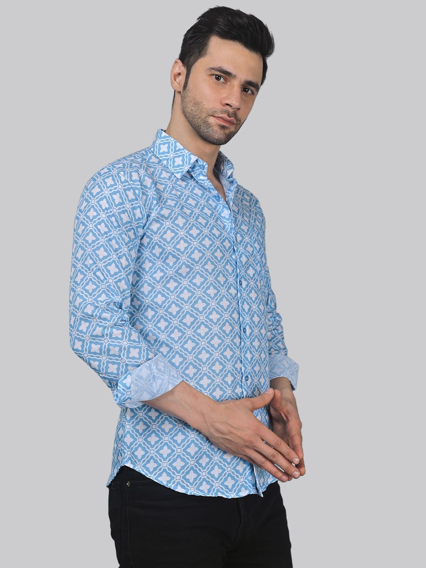 Glam-urban Men's Printed Full Sleeve Casual Linen Shirt - TryBuy® USA🇺🇸