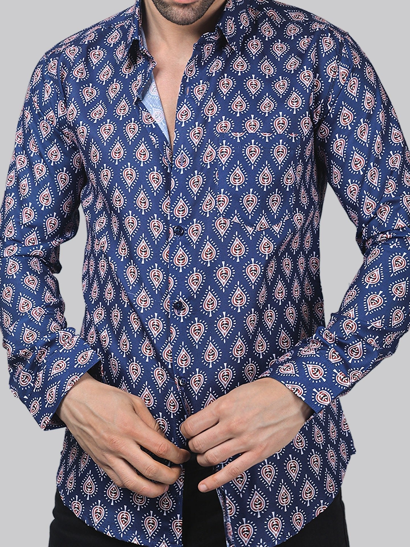 Majestic Marble Men's Printed Full Sleeve Casual Linen Shirt - TryBuy® USA🇺🇸