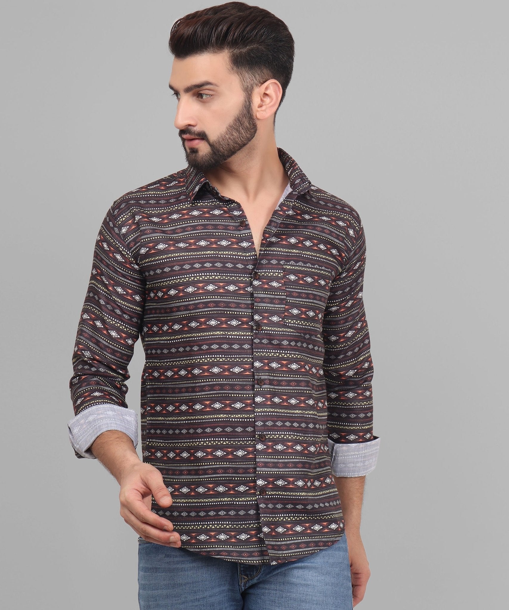 Nomadic Men's Printed Full Sleeve Casual Linen Shirt - TryBuy® USA🇺🇸