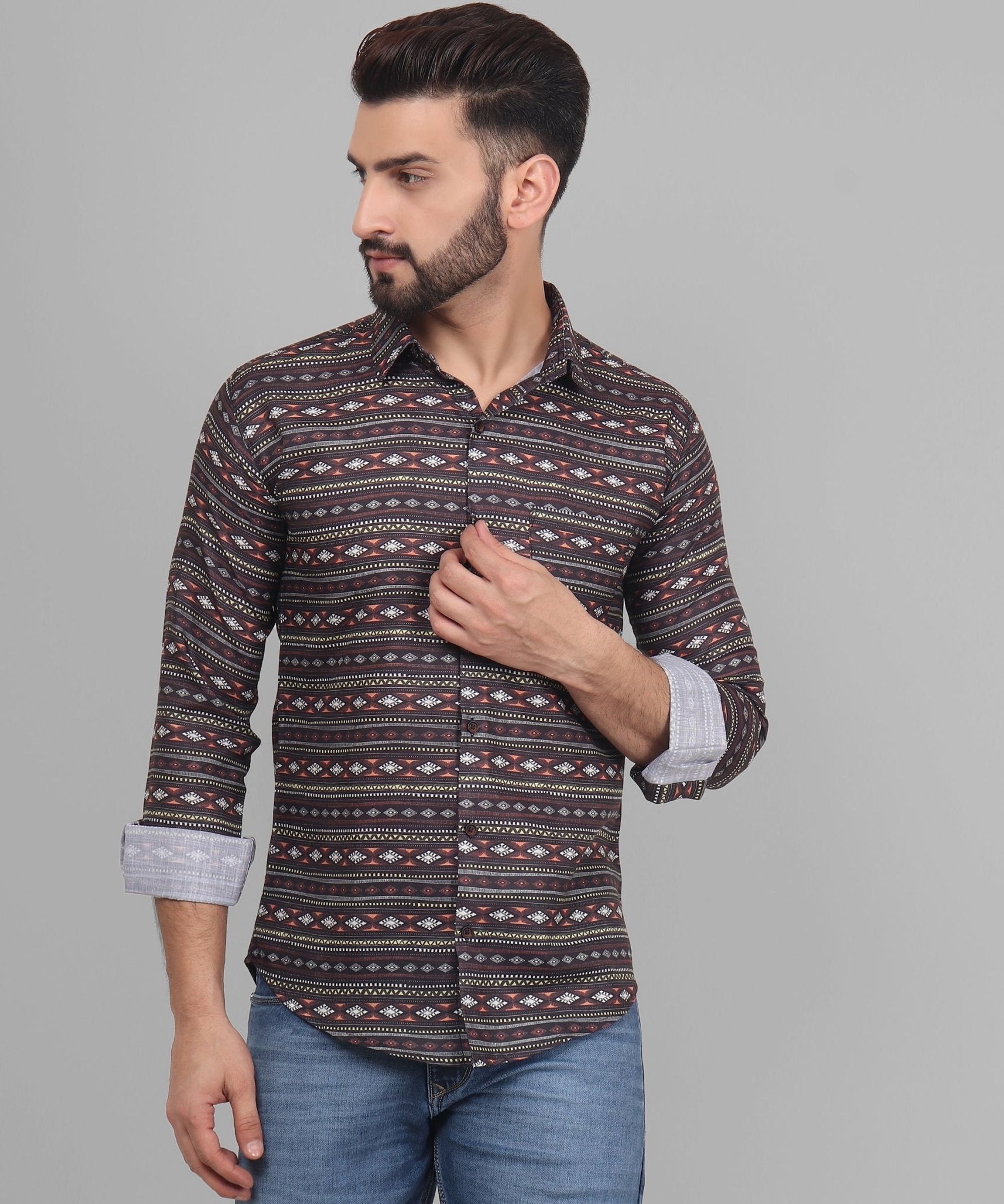 Nomadic Men's Printed Full Sleeve Casual Linen Shirt - TryBuy® USA🇺🇸