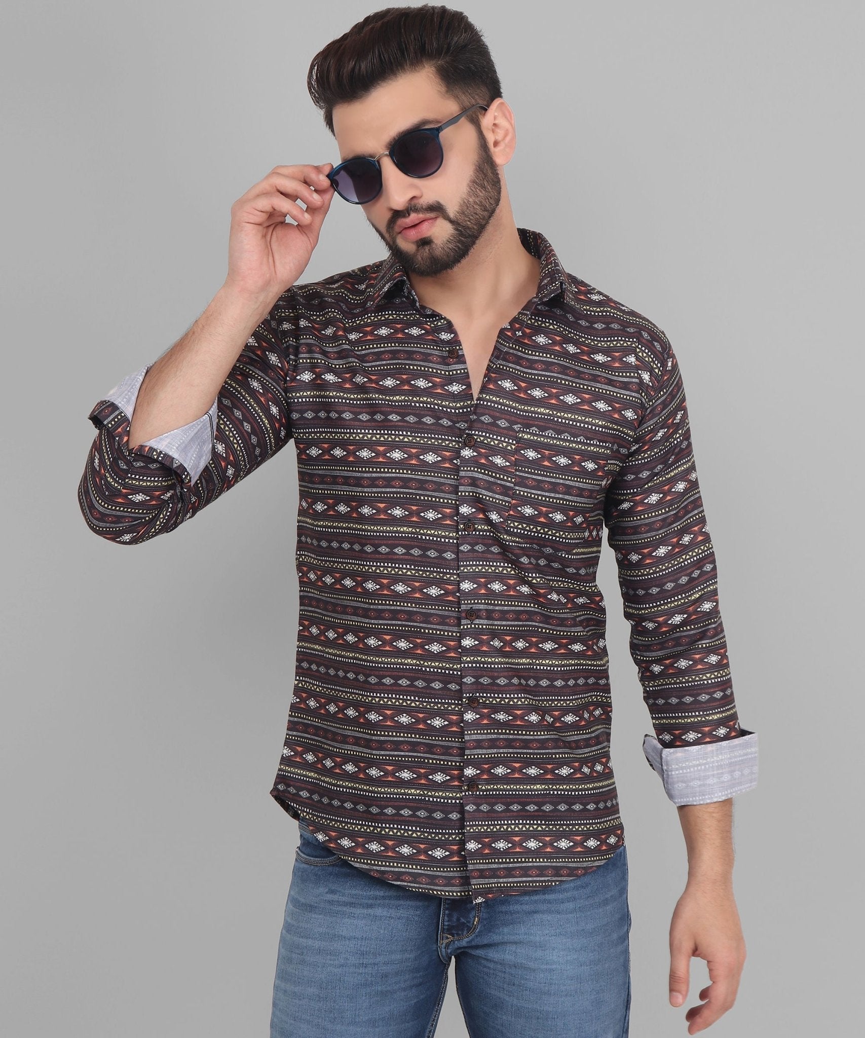 Nomadic Men's Printed Full Sleeve Casual Linen Shirt - TryBuy® USA🇺🇸