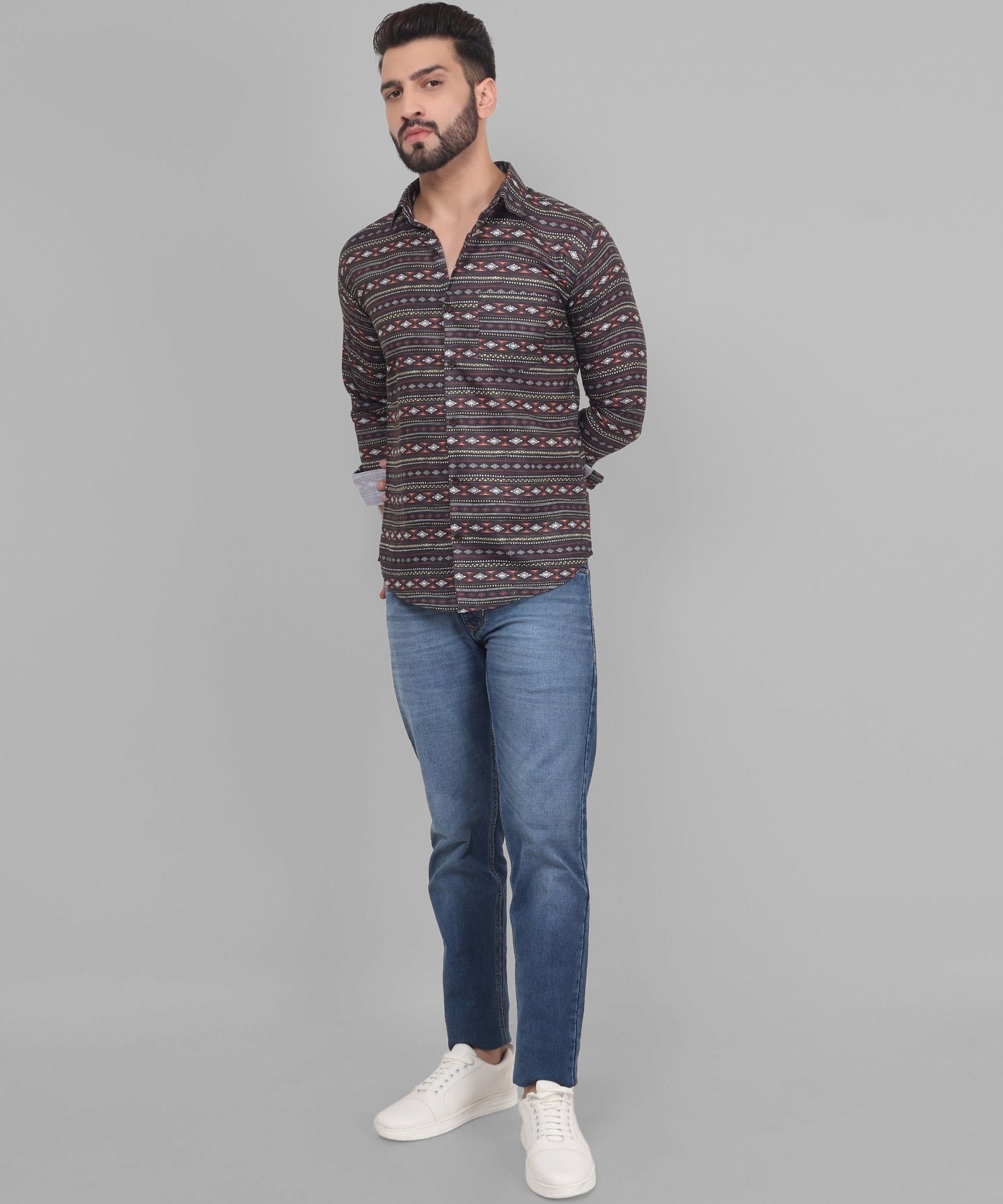 Nomadic Men's Printed Full Sleeve Casual Linen Shirt - TryBuy® USA🇺🇸