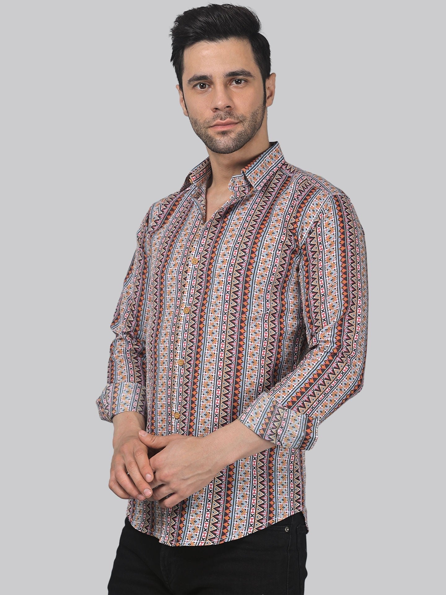 Nordic Men's Printed Full Sleeve Casual Linen Shirt - TryBuy® USA🇺🇸