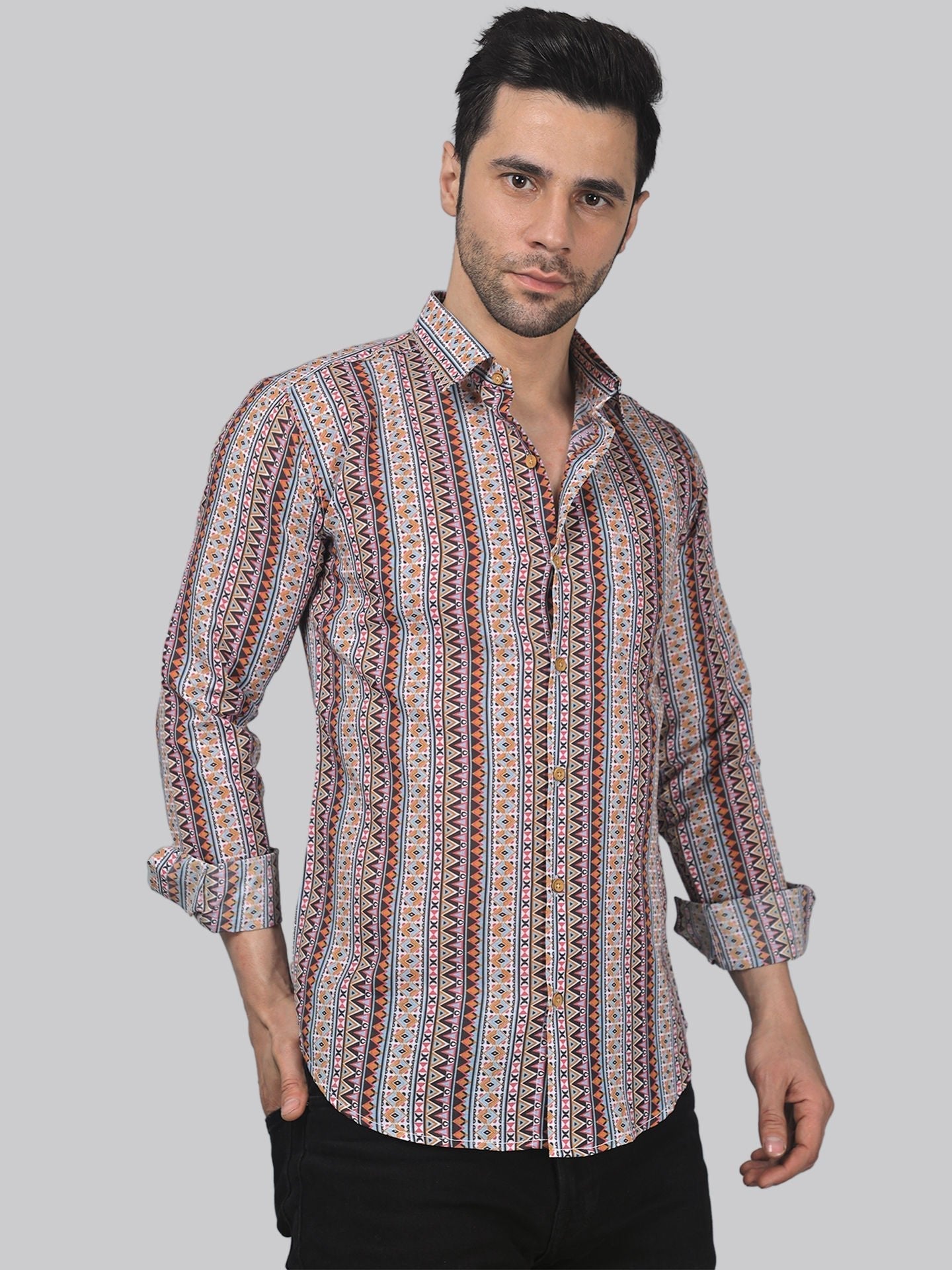 Nordic Men's Printed Full Sleeve Casual Linen Shirt - TryBuy® USA🇺🇸