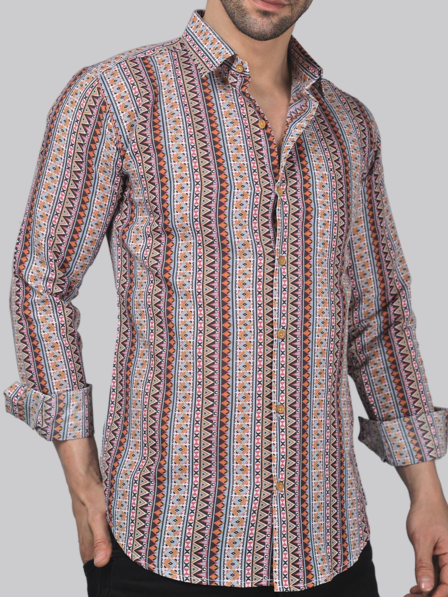 Nordic Men's Printed Full Sleeve Casual Linen Shirt - TryBuy® USA🇺🇸