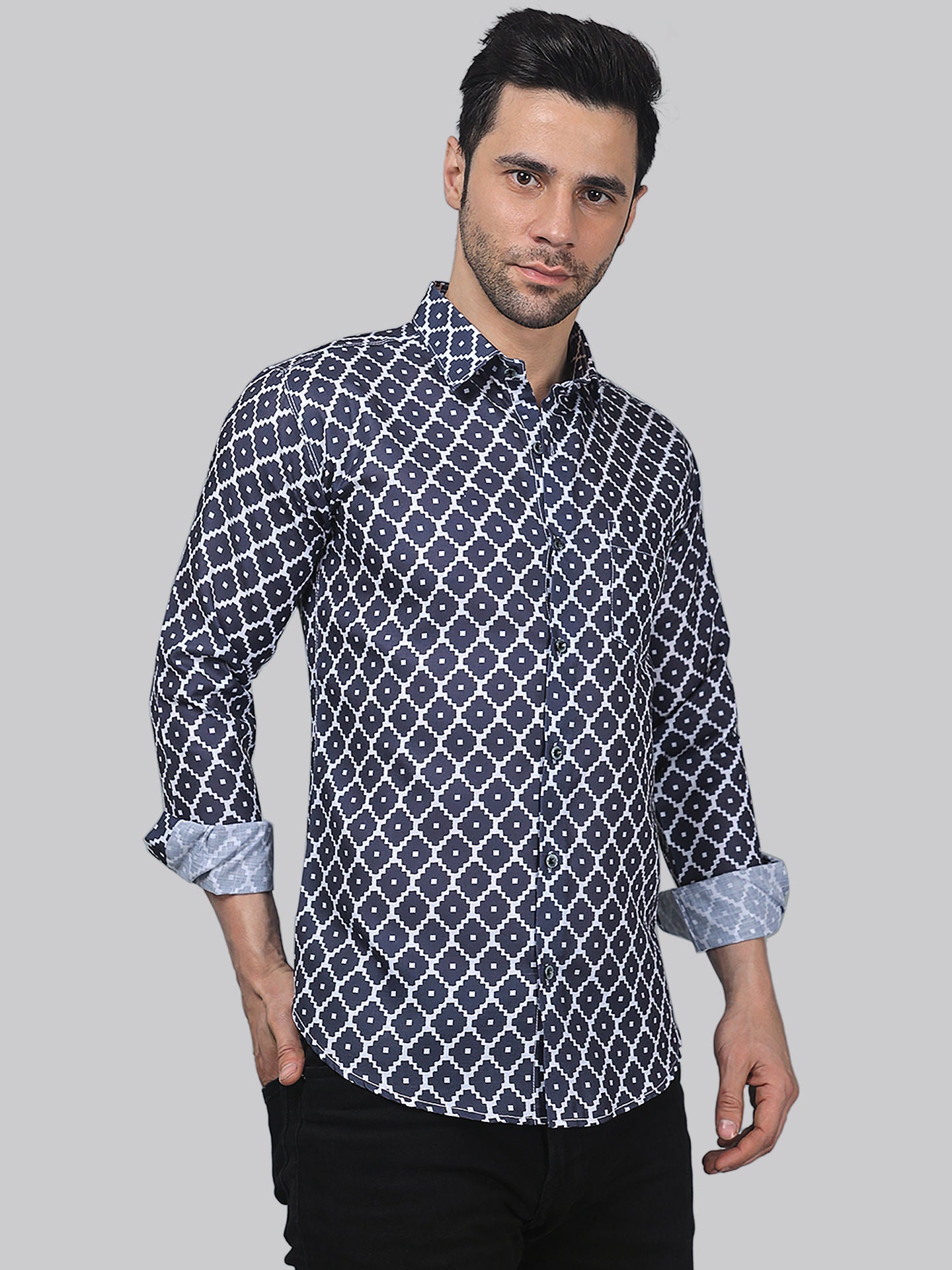 Opulent Men's Printed Full Sleeve Casual Linen Shirt - TryBuy® USA🇺🇸