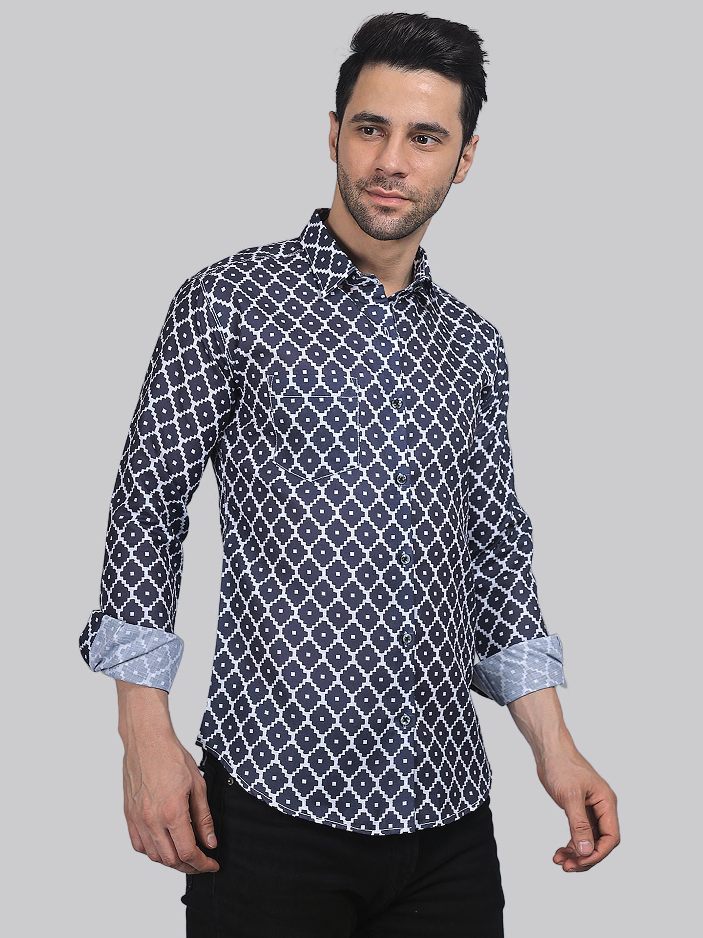 Opulent Men's Printed Full Sleeve Casual Linen Shirt - TryBuy® USA🇺🇸