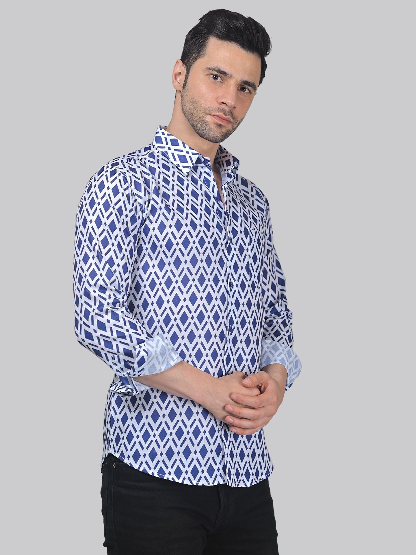 Pre-Raphaelite Men's Printed Full Sleeve Casual Linen Shirt - TryBuy® USA🇺🇸