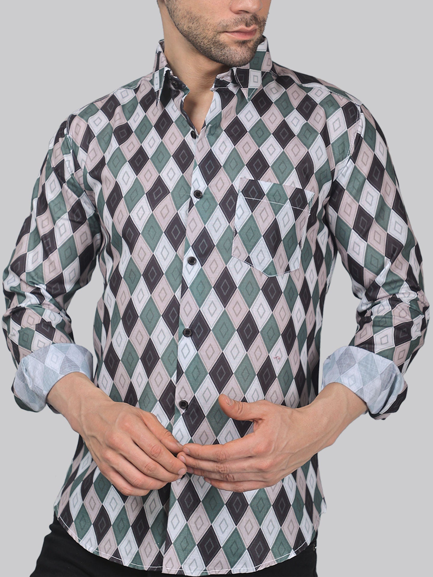 Preppy Men's Printed Full Sleeve Casual Linen Shirt - TryBuy® USA🇺🇸