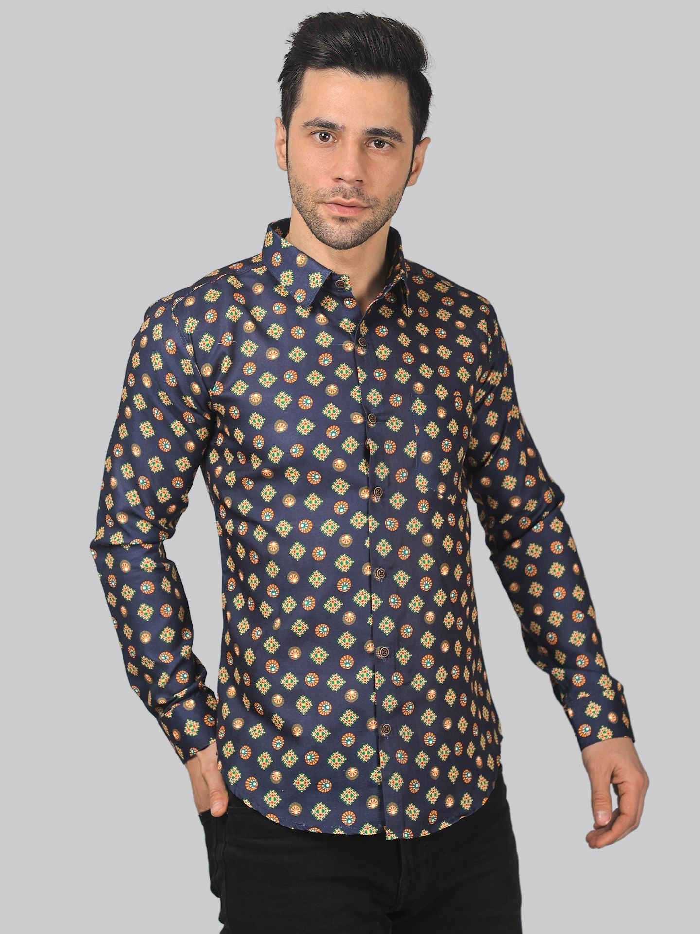 Rainbow Rhapsody Men's Printed Full Sleeve Casual Linen Shirt - TryBuy® USA🇺🇸