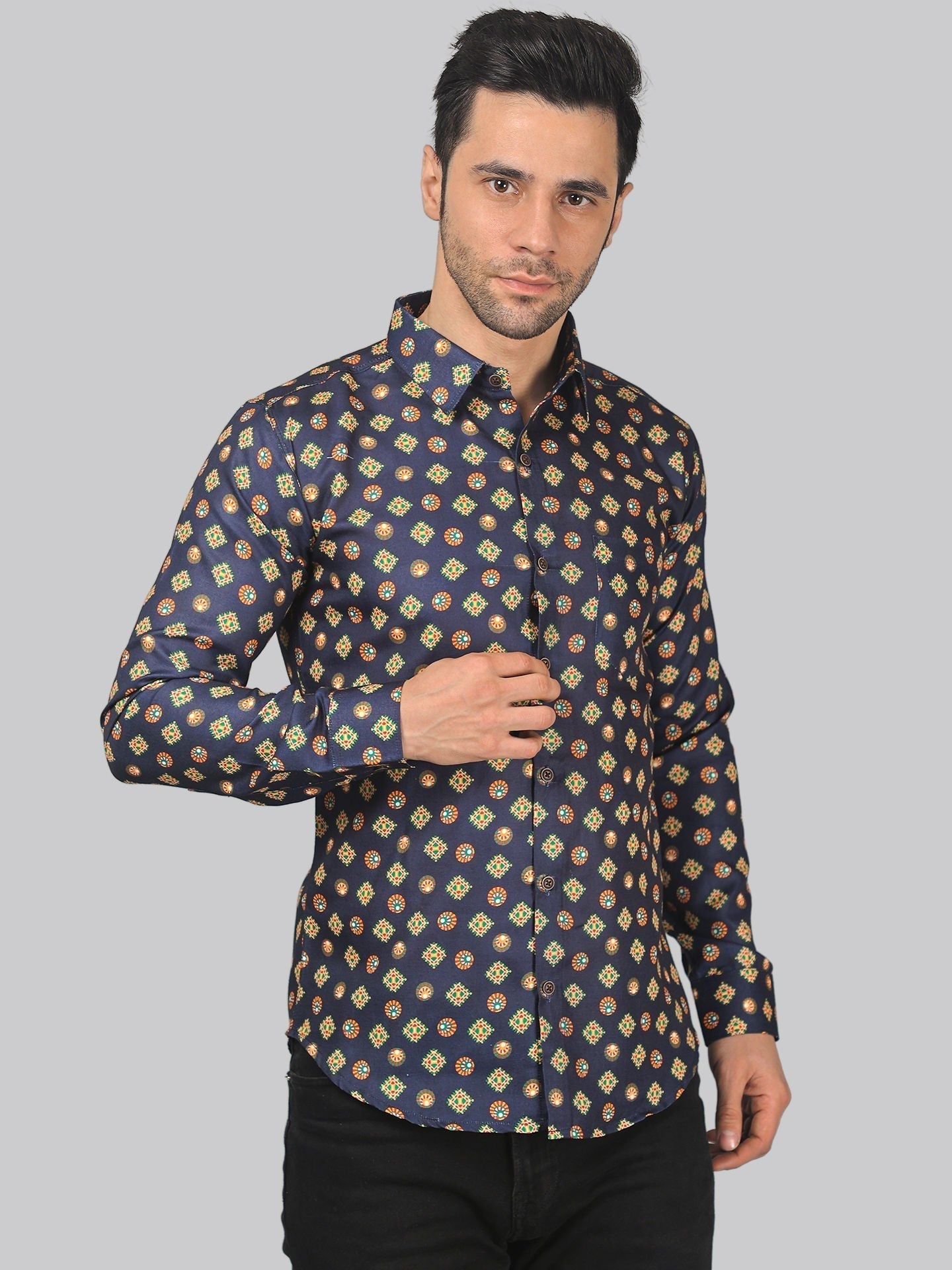 Rainbow Rhapsody Men's Printed Full Sleeve Casual Linen Shirt - TryBuy® USA🇺🇸