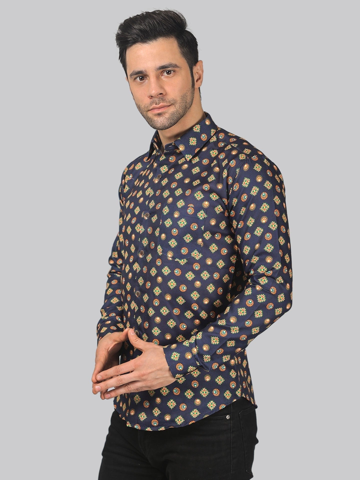 Rainbow Rhapsody Men's Printed Full Sleeve Casual Linen Shirt - TryBuy® USA🇺🇸