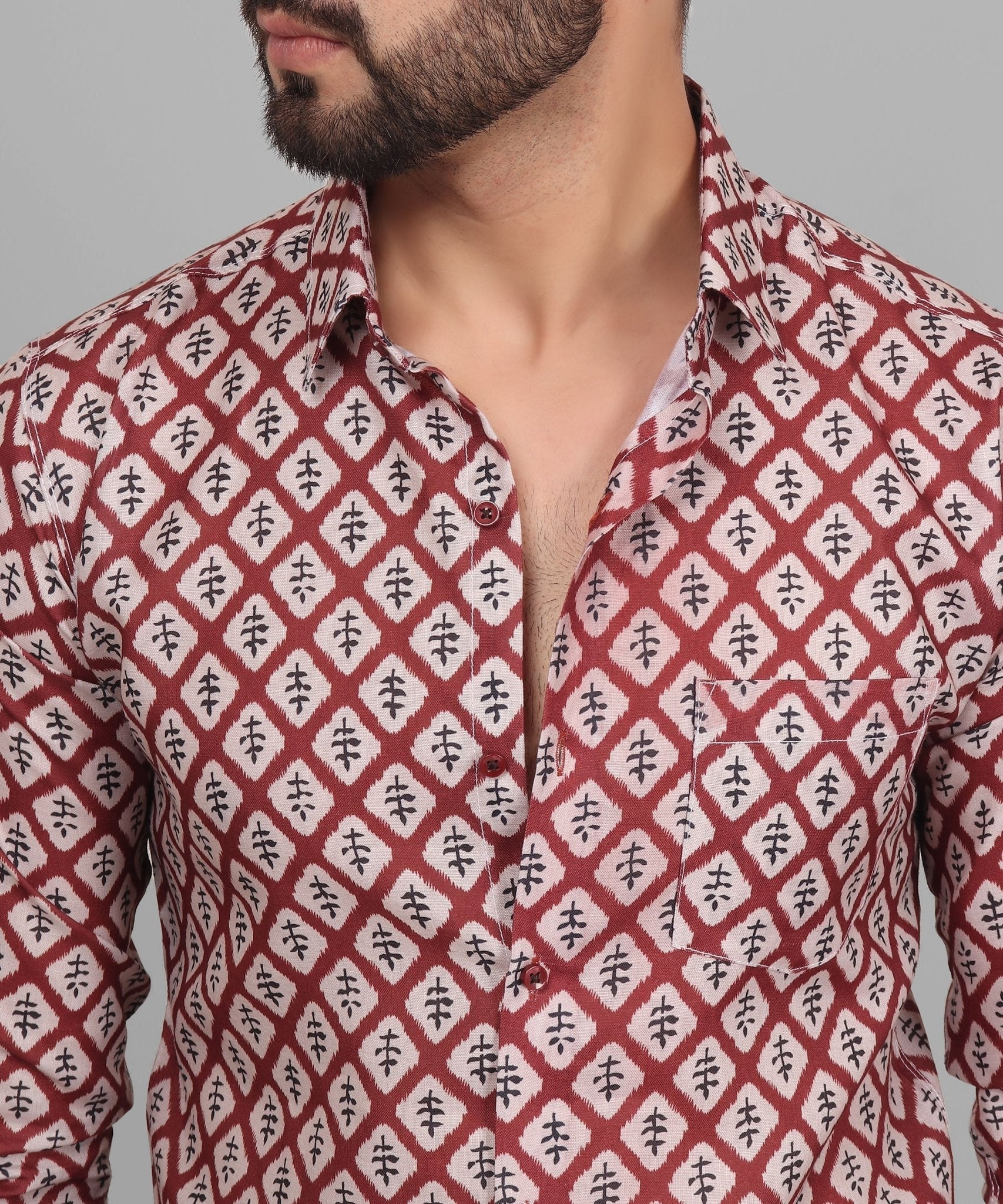 Renaissance Men's Printed Full Sleeve Casual Linen Shirt - TryBuy® USA🇺🇸