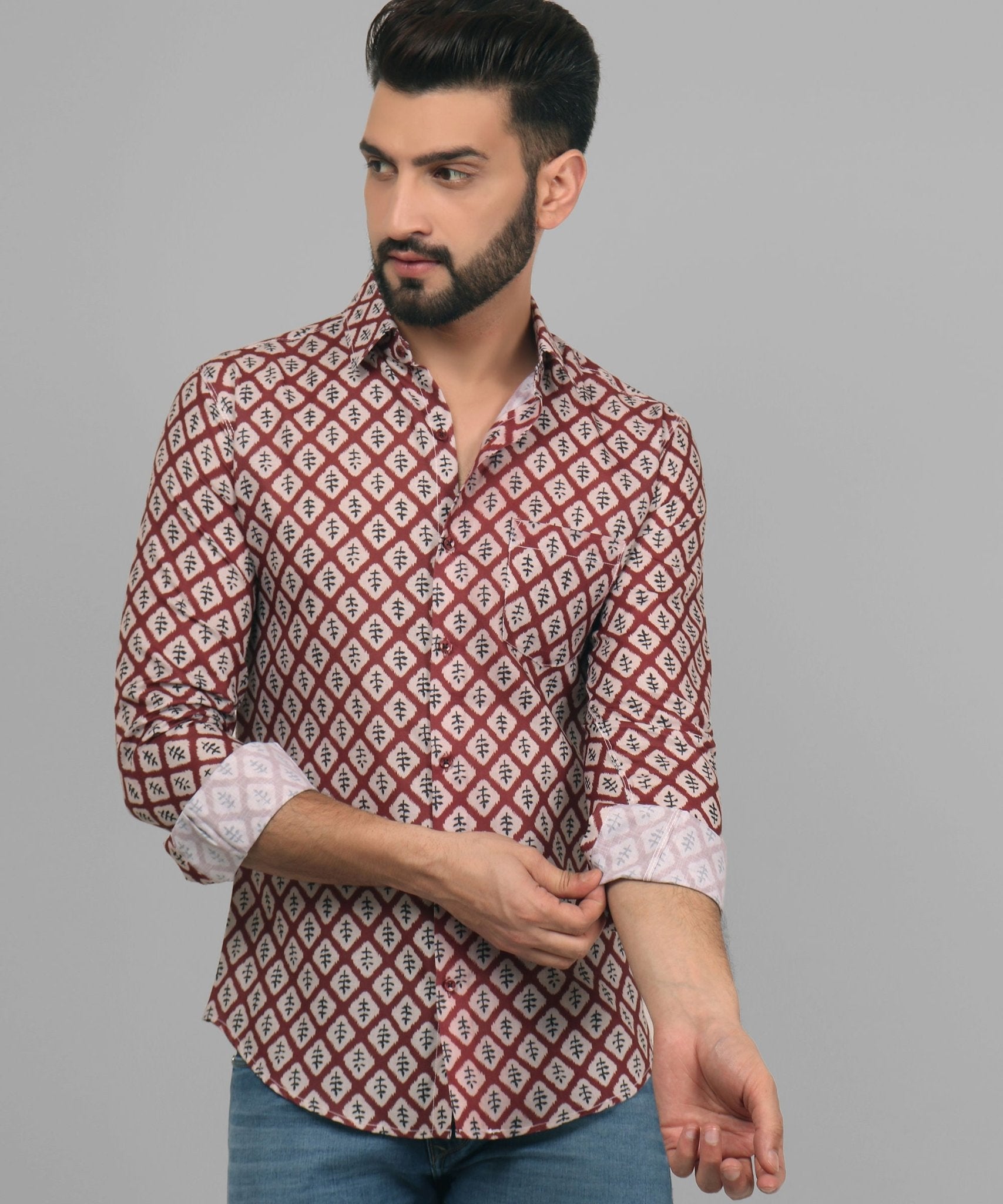 Renaissance Men's Printed Full Sleeve Casual Linen Shirt - TryBuy® USA🇺🇸