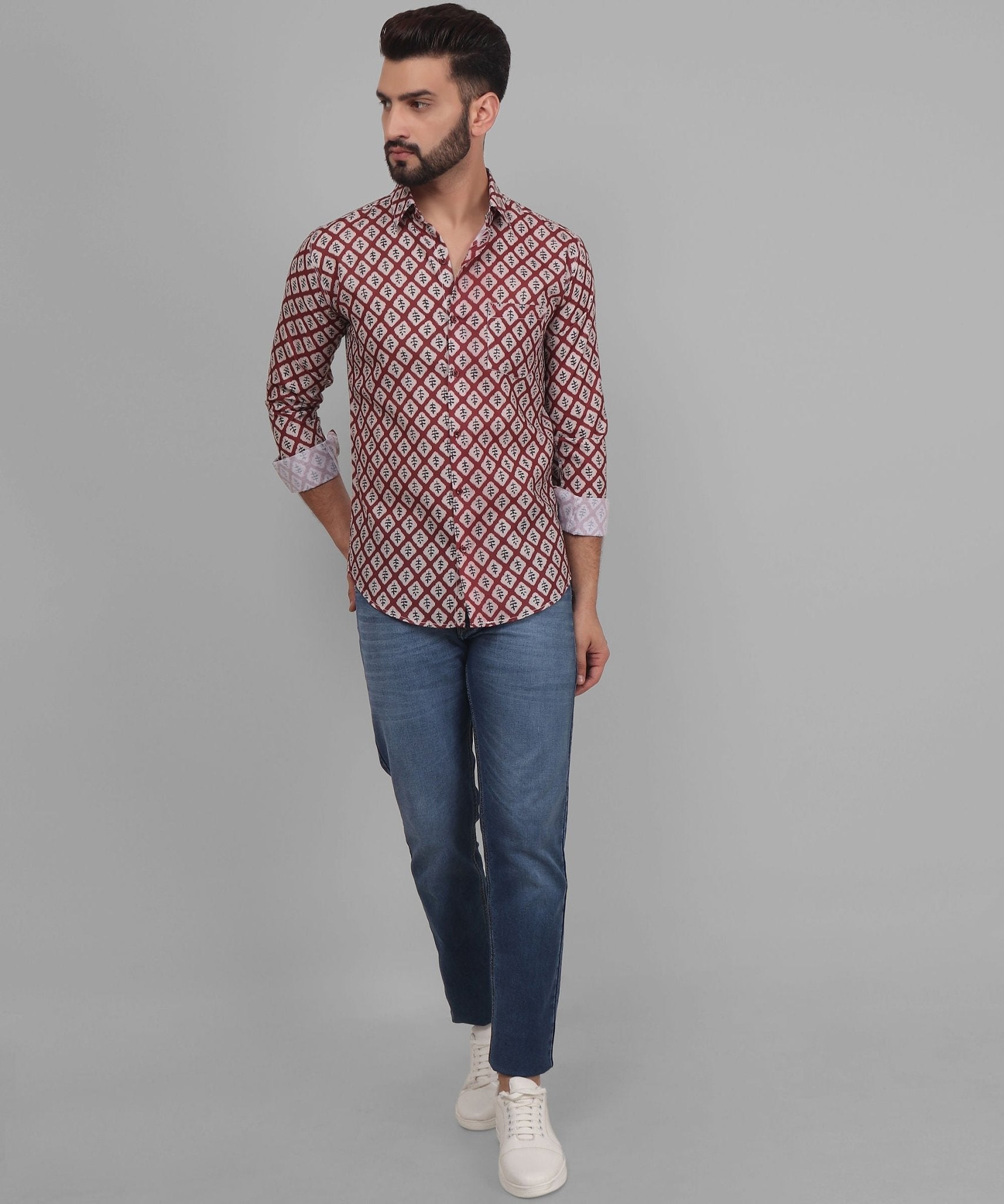 Renaissance Men's Printed Full Sleeve Casual Linen Shirt - TryBuy® USA🇺🇸