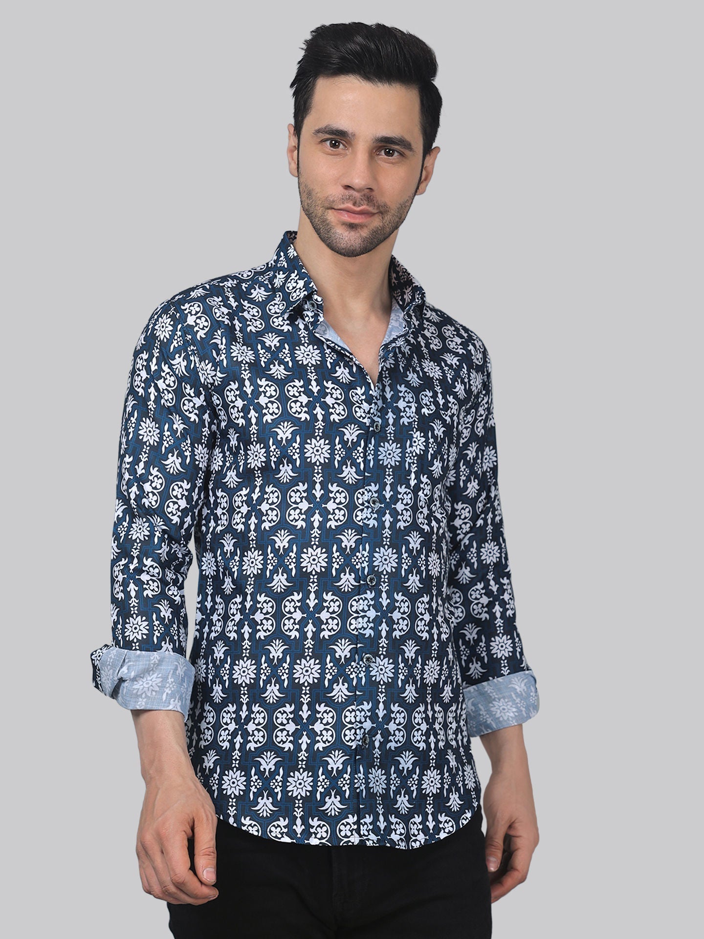 Serene Men's Printed Full Sleeve Casual Linen Shirt - TryBuy® USA🇺🇸