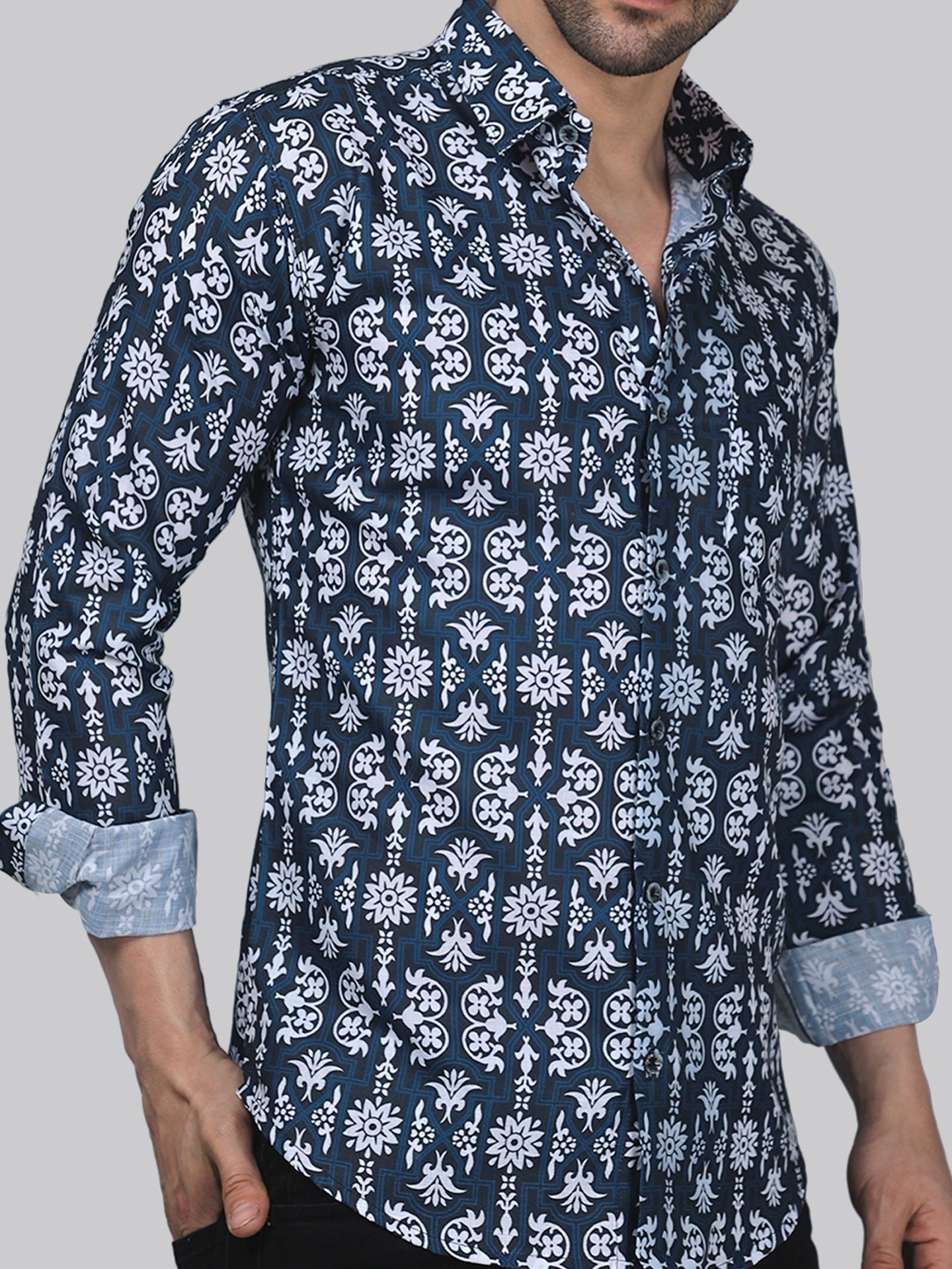 Serene Men's Printed Full Sleeve Casual Linen Shirt - TryBuy® USA🇺🇸