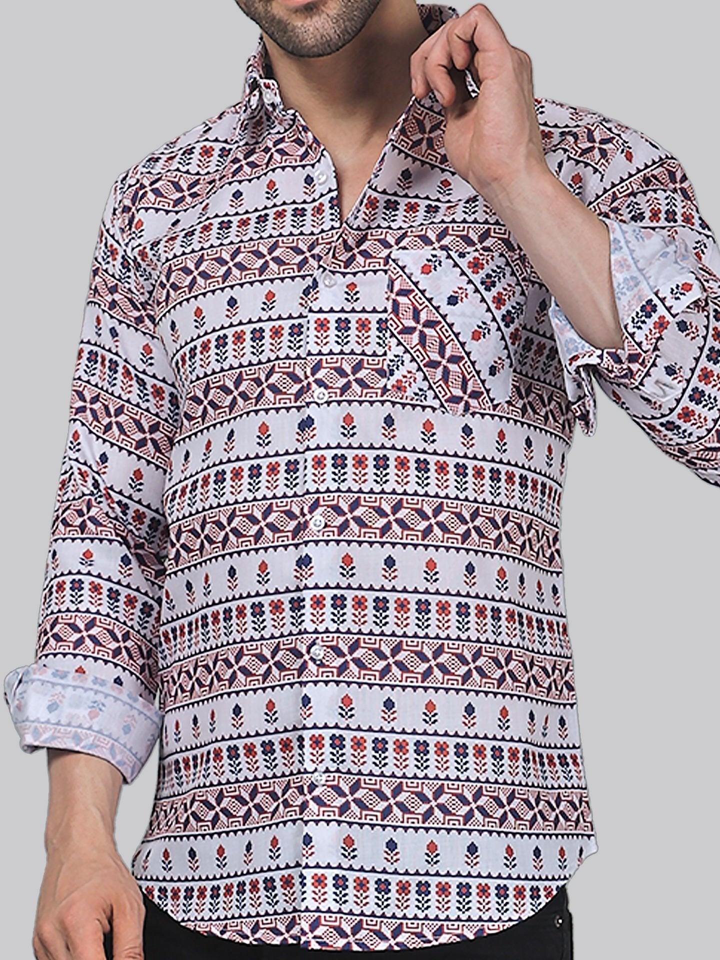 Starry Night Men's Printed Full Sleeve Casual Linen Shirt - TryBuy® USA🇺🇸