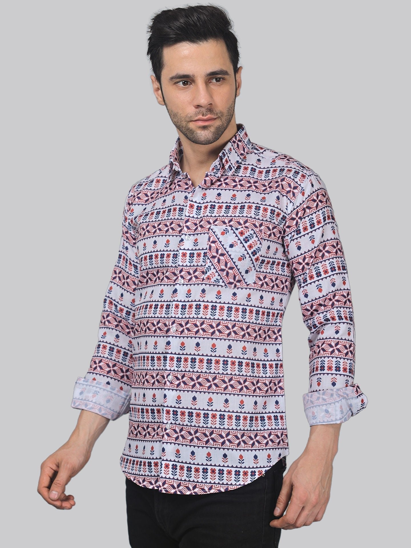 Starry Night Men's Printed Full Sleeve Casual Linen Shirt - TryBuy® USA🇺🇸