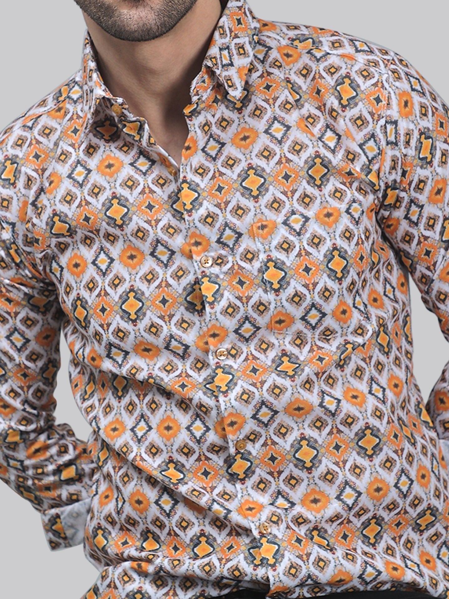 Tropical-luxe Men's Printed Full Sleeve Casual Linen Shirt - TryBuy® USA🇺🇸