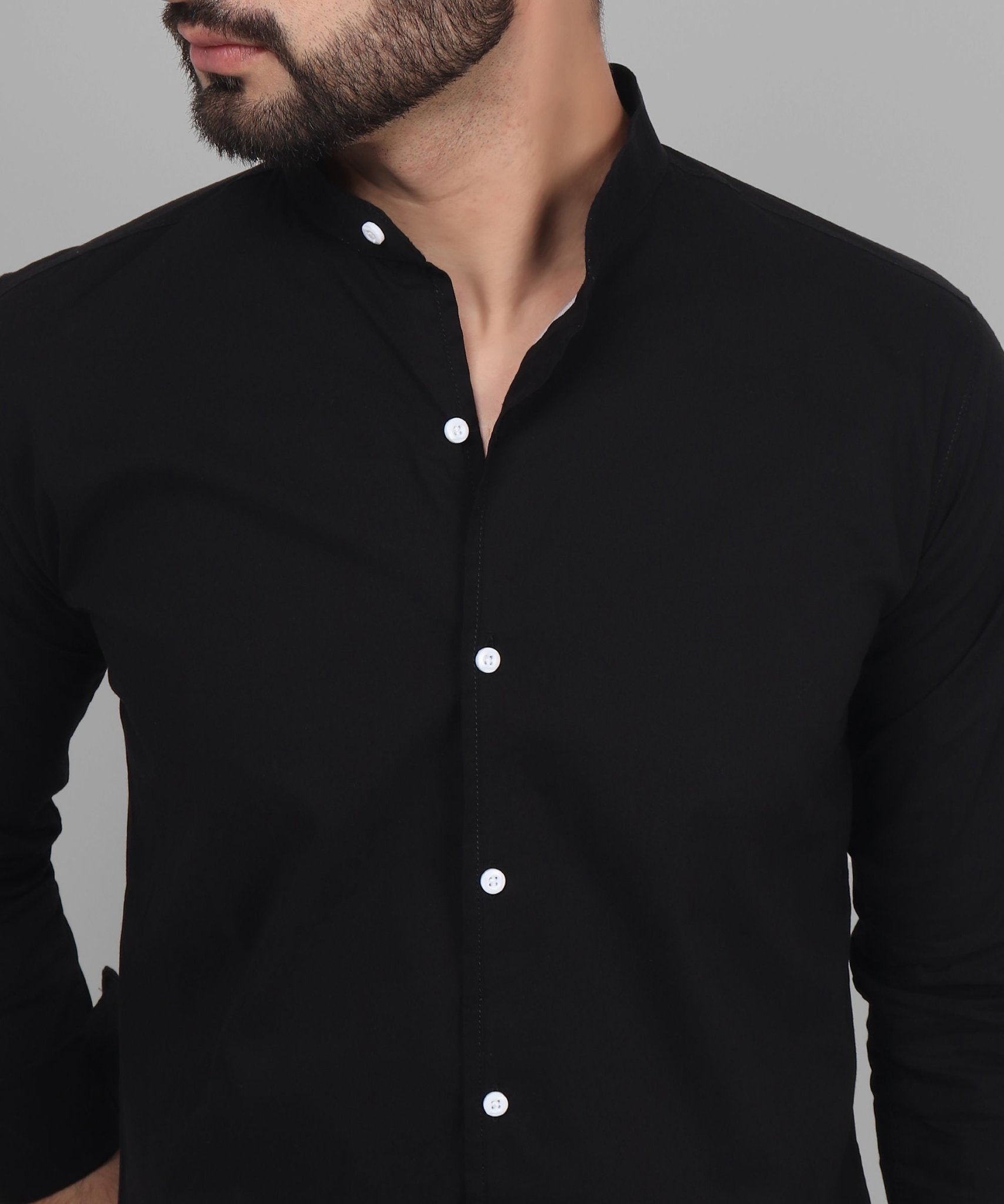  Button Down Black Cotton Men's Shirt 