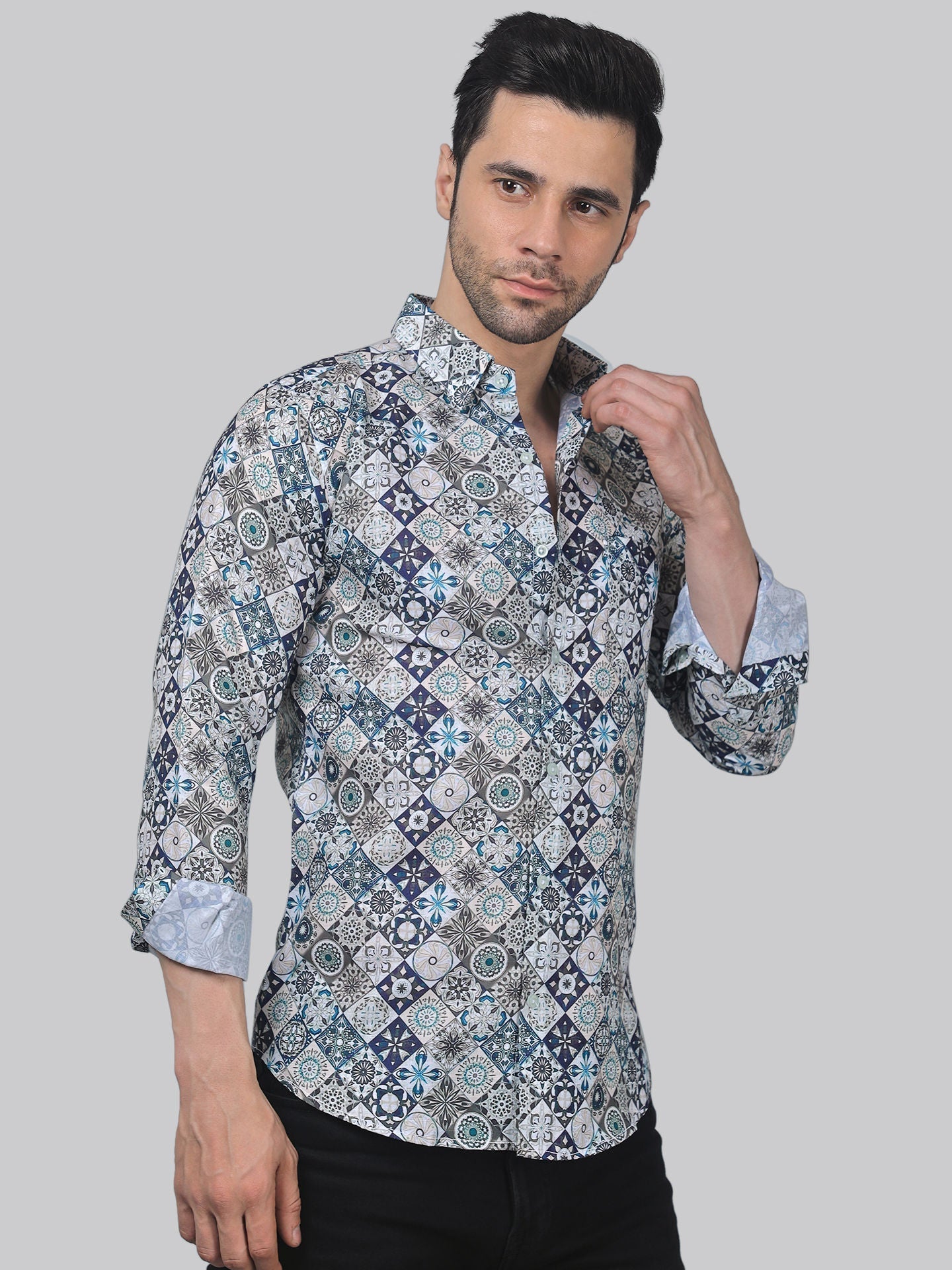 TryBuy Men's Printed Full Sleeve Casual Linen Shirt - Add Some Pop to Your Outfit! - TryBuy® USA🇺🇸