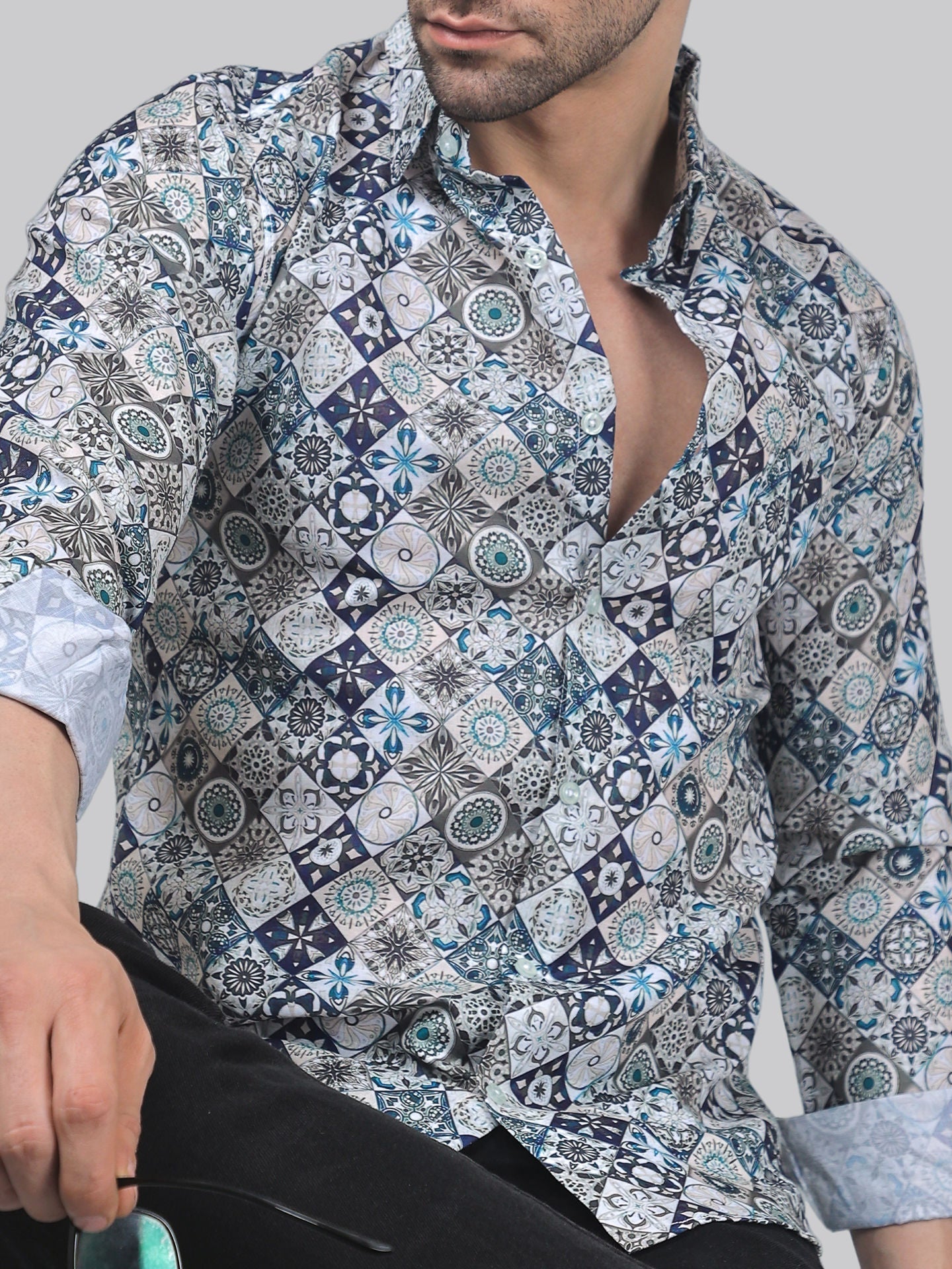 TryBuy Men's Printed Full Sleeve Casual Linen Shirt - Add Some Pop to Your Outfit! - TryBuy® USA🇺🇸