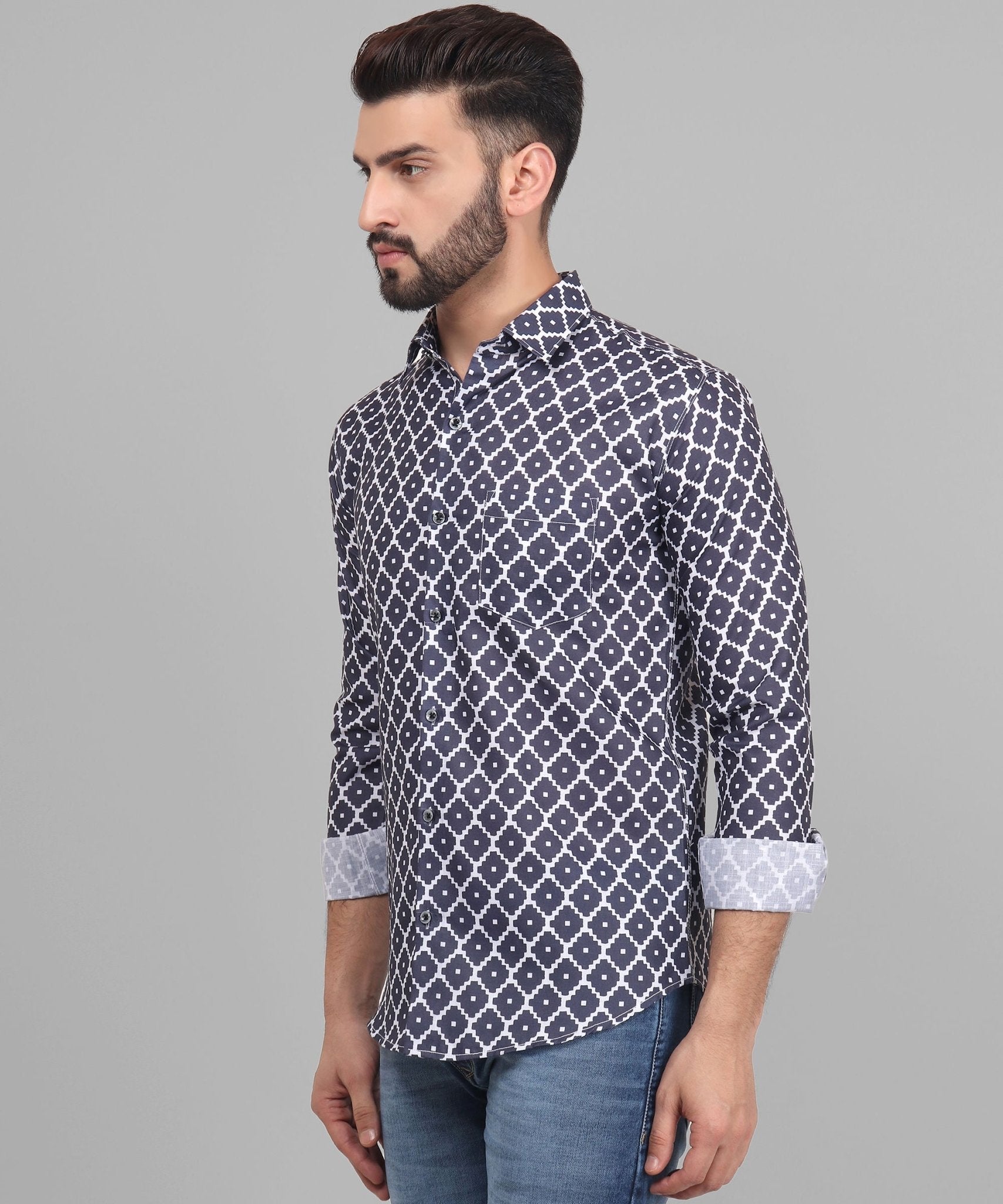 Urbanite Men's Printed Full Sleeve Casual Linen Shirt - TryBuy® USA🇺🇸