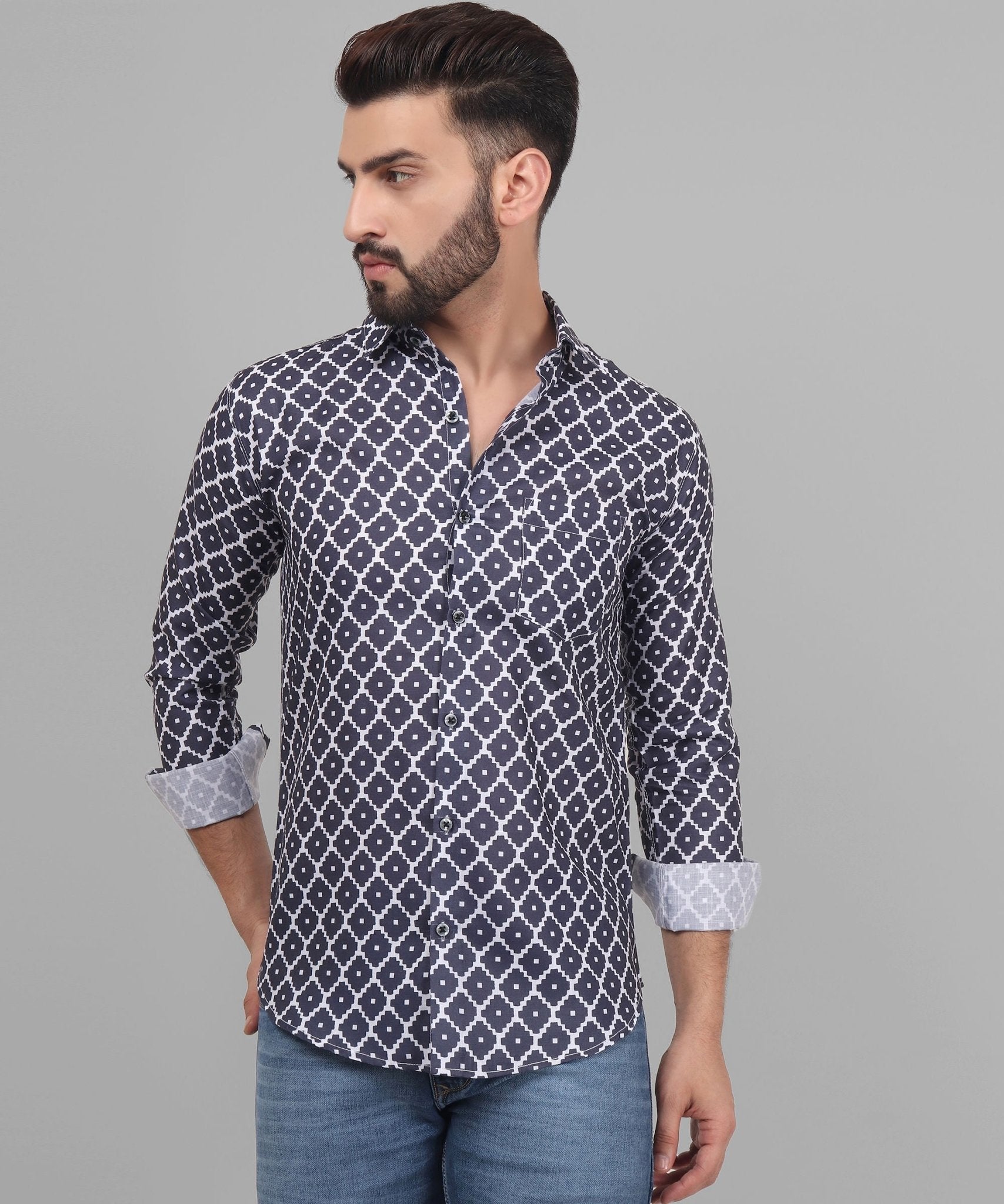 Urbanite Men's Printed Full Sleeve Casual Linen Shirt - TryBuy® USA🇺🇸