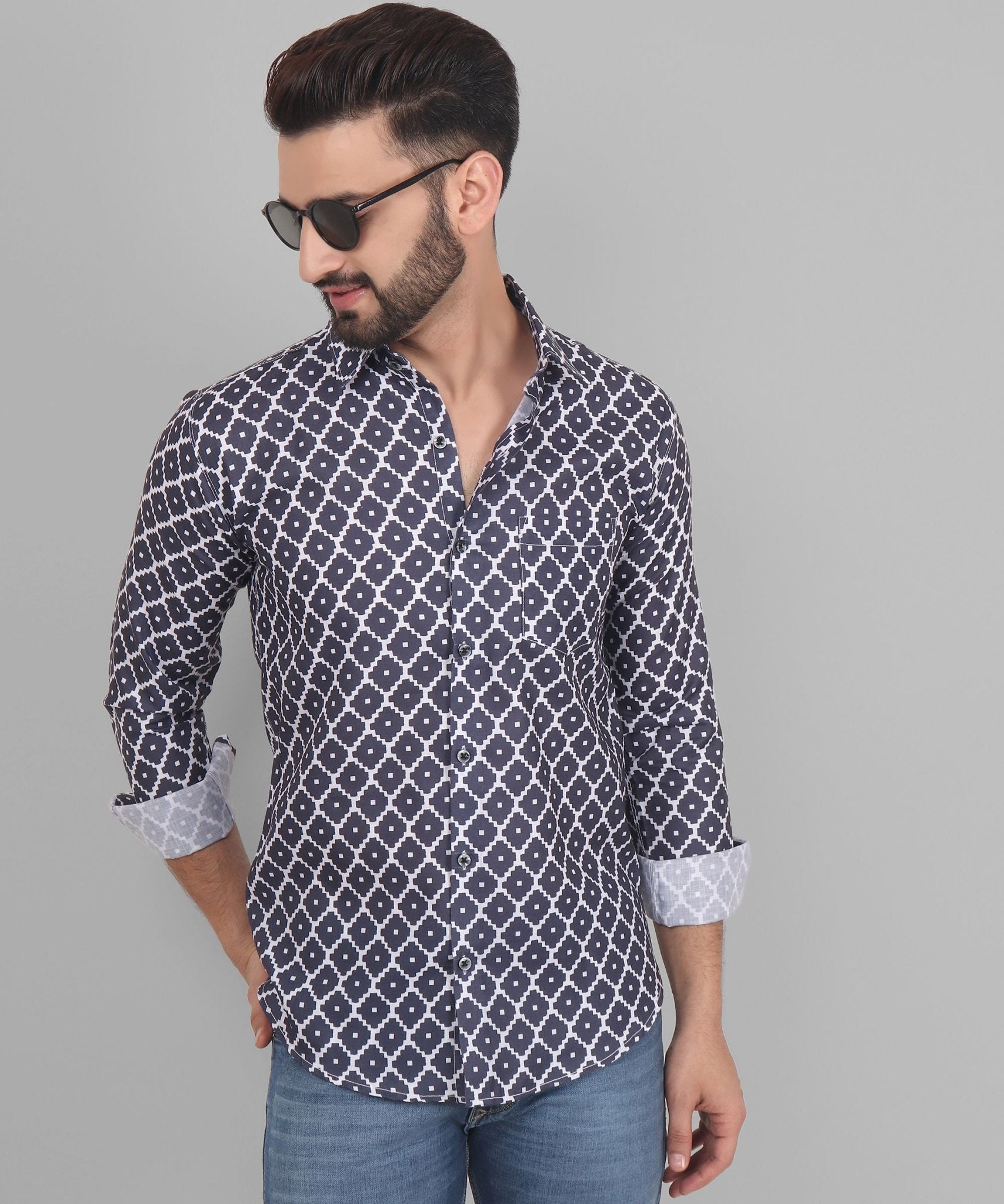 Urbanite Men's Printed Full Sleeve Casual Linen Shirt - TryBuy® USA🇺🇸