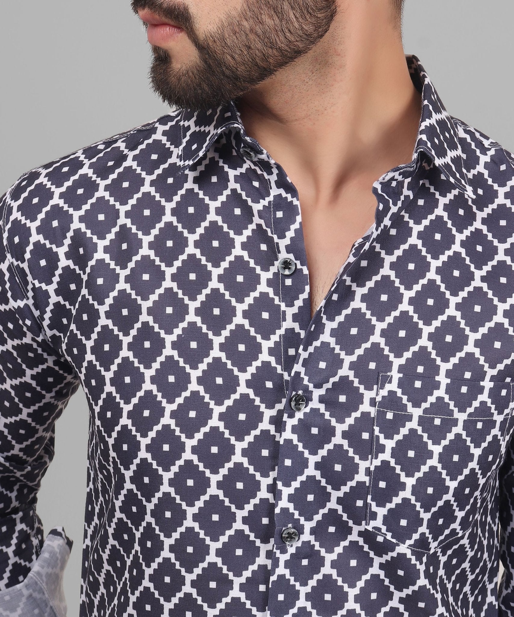 Urbanite Men's Printed Full Sleeve Casual Linen Shirt - TryBuy® USA🇺🇸