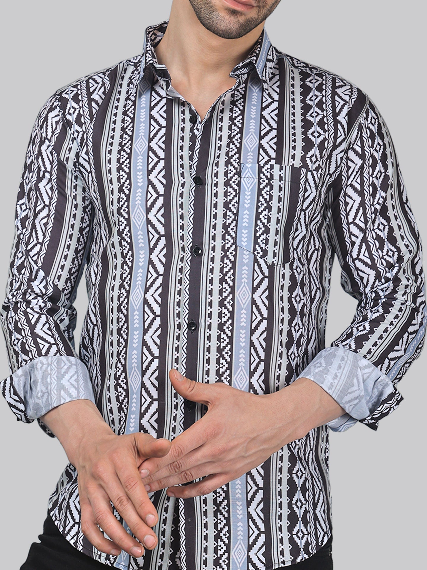 Whimsical Men's Printed Full Sleeve Casual Linen Shirt - TryBuy® USA🇺🇸