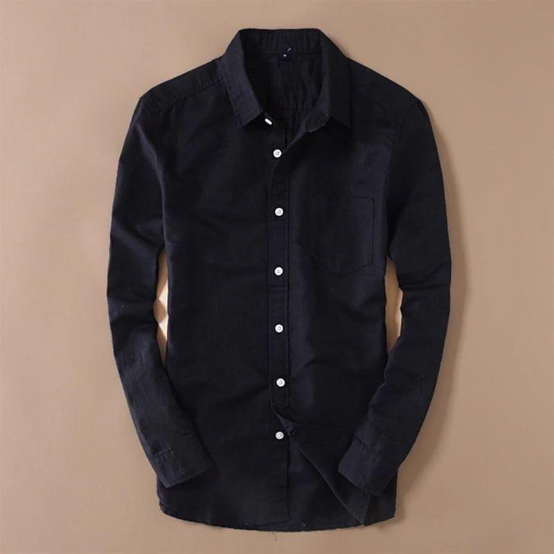 Branded Stylish Pure Black Linen Casual Shirt for Men - TryBuy® USA🇺🇸